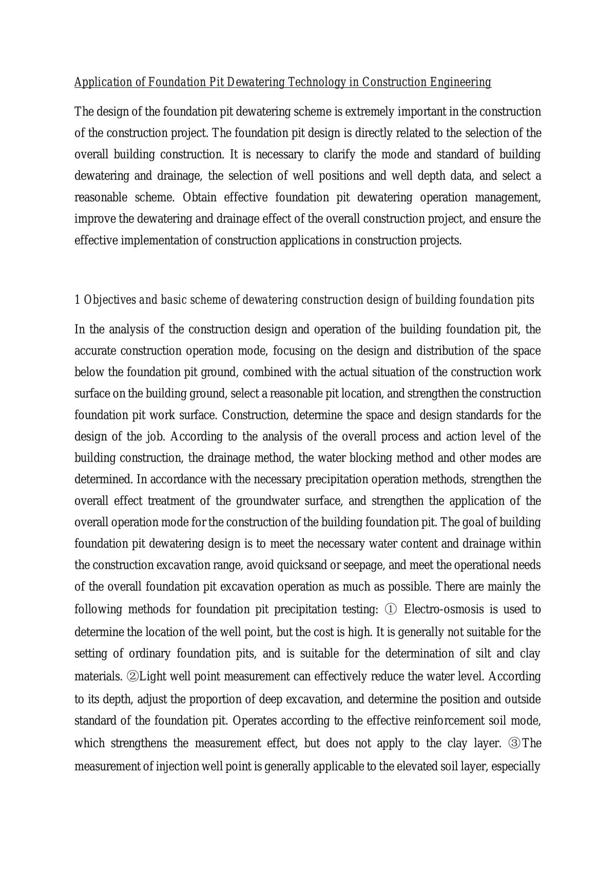 Application of Foundation Pit Dewatering Technology in Construction Engineering - Page 1