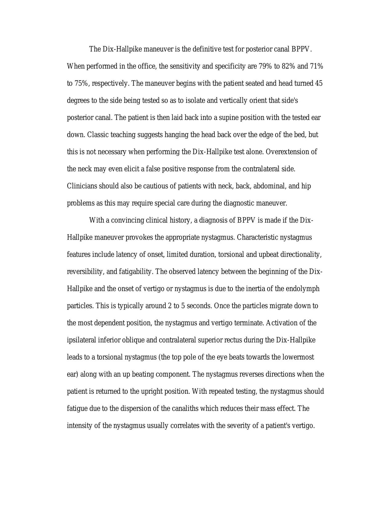 Diagnostic Test of Benign Positional Vertigo - Page 2