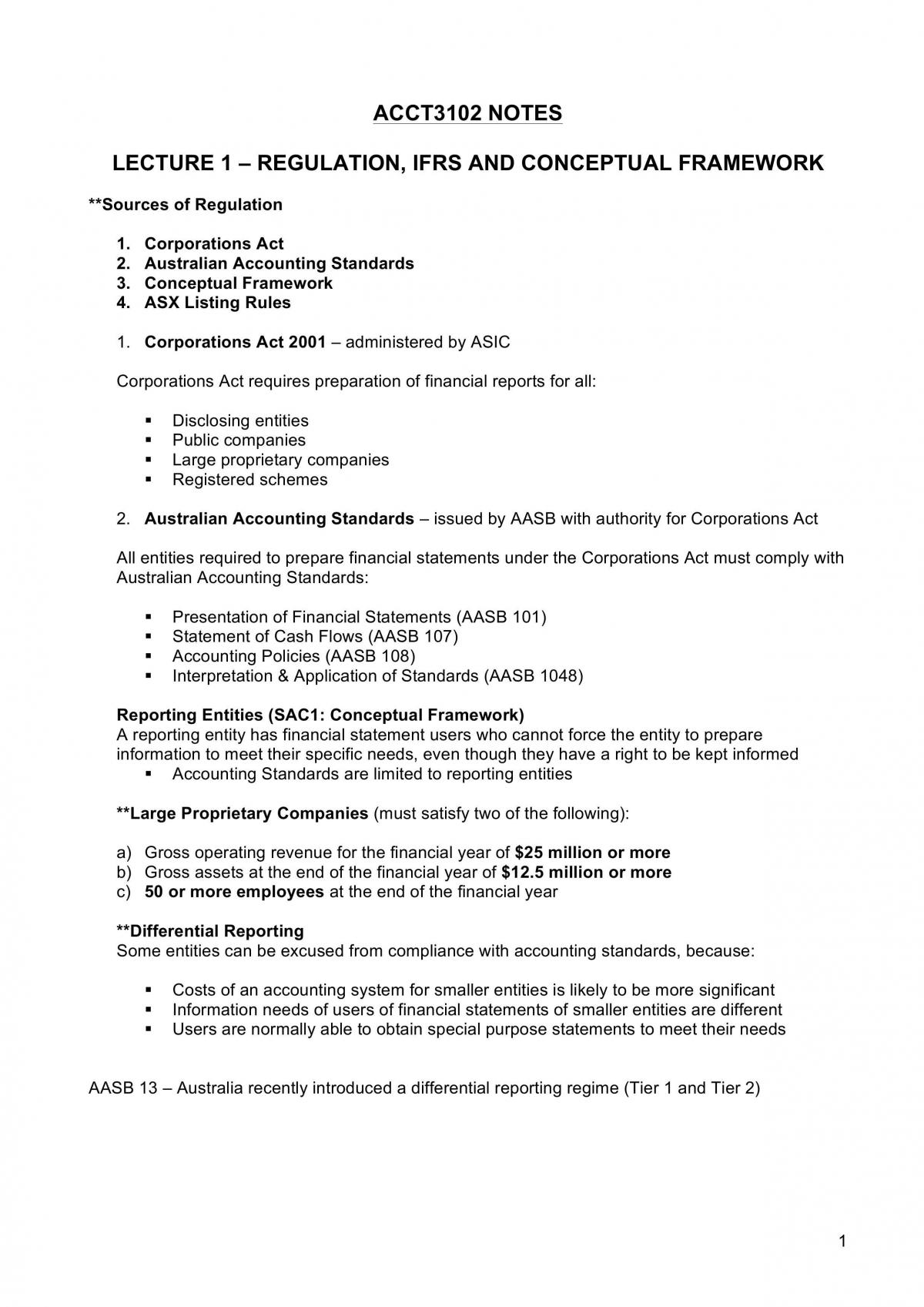 ACCT3102 Mid-Semester Exam Summary - Page 1