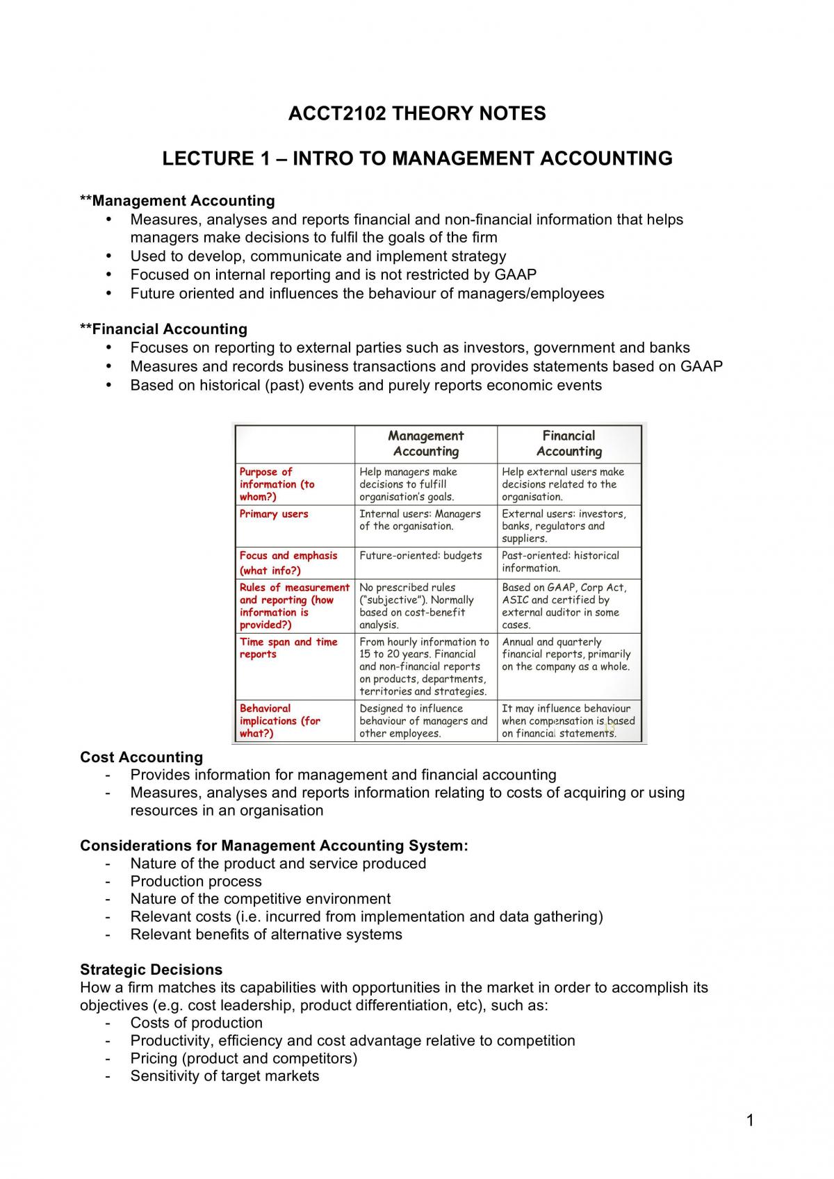 ACCT2102 Mid-Semester Exam Notes - Page 1