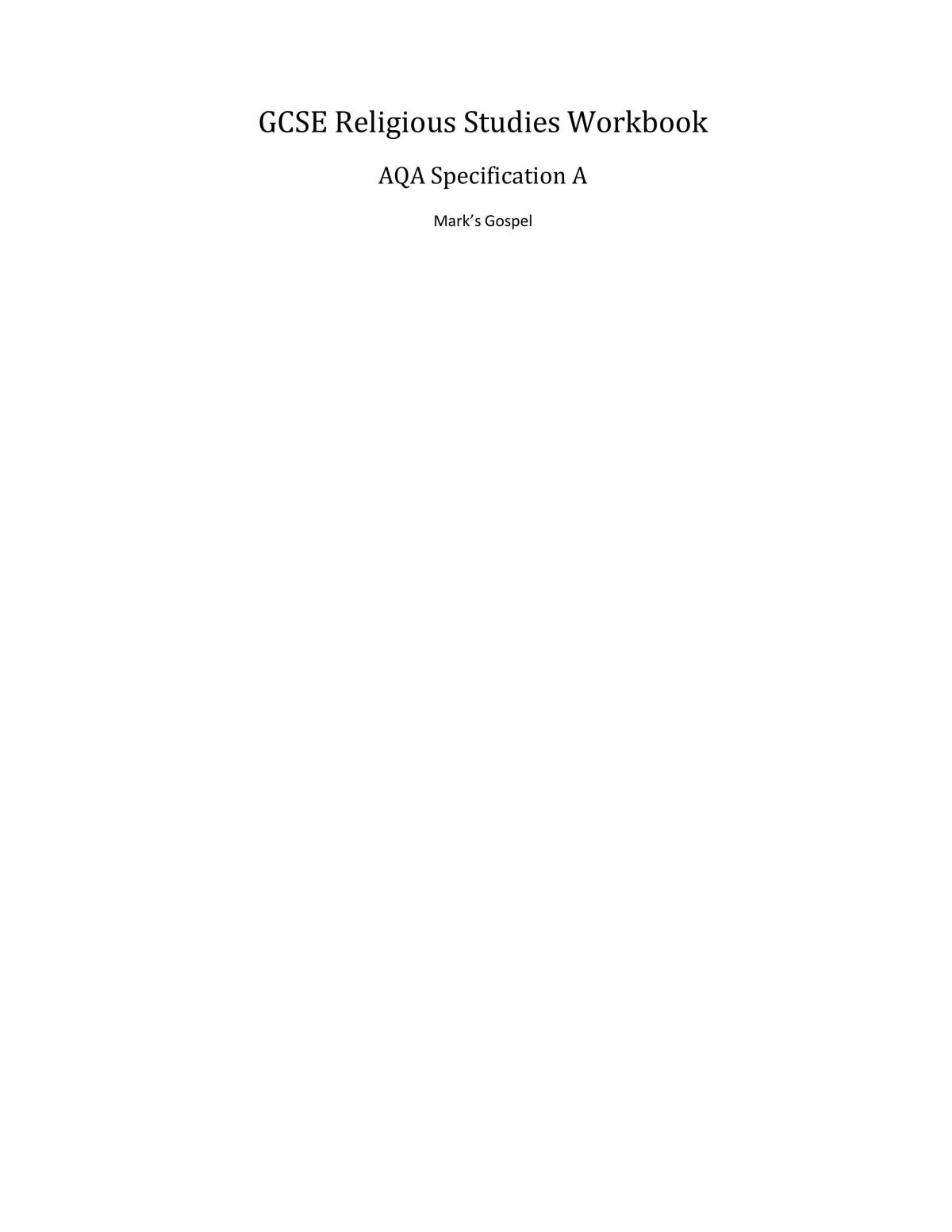 Option A - Religious Studies - Page 1