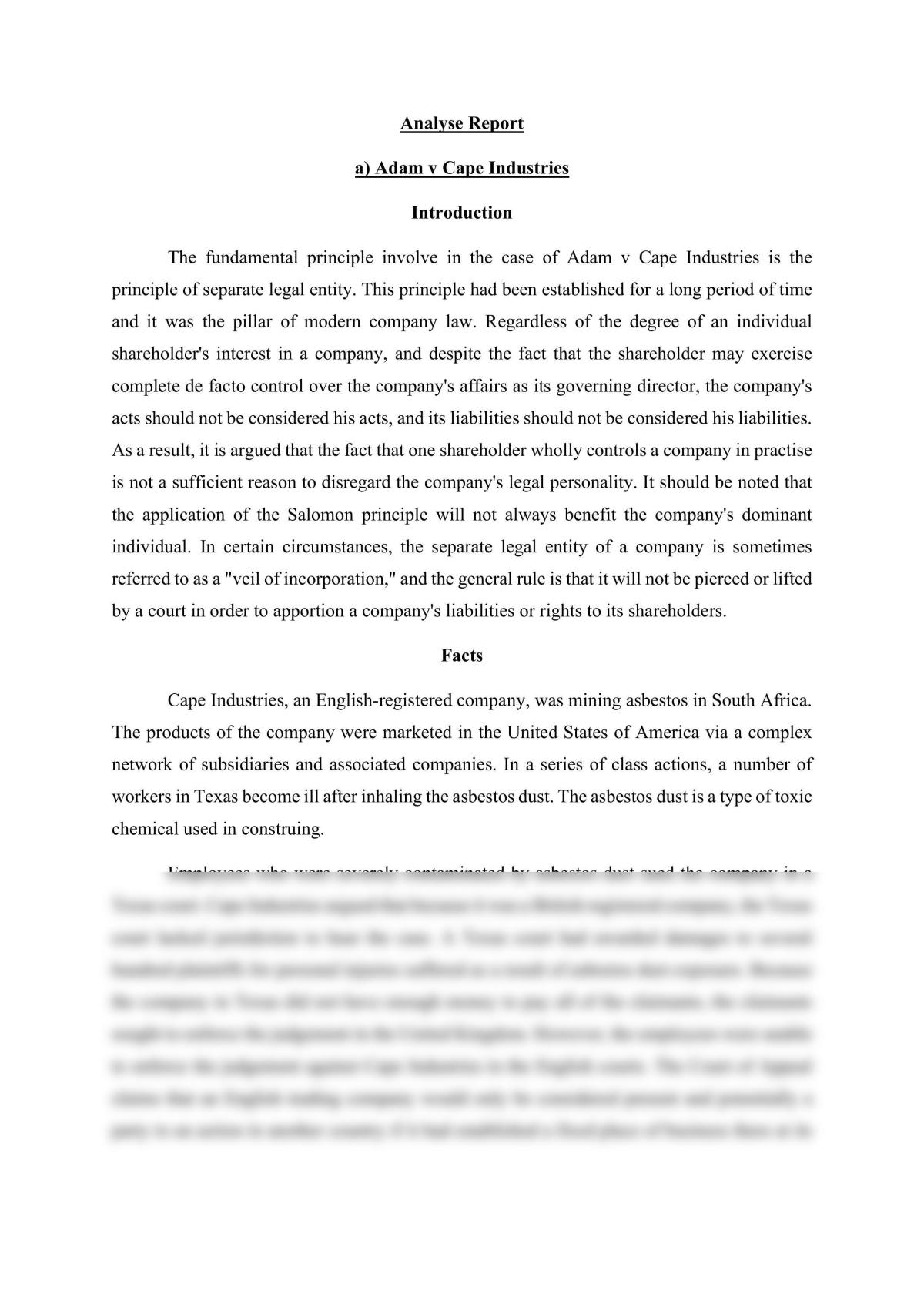Case Study Analyse Report  - Page 1