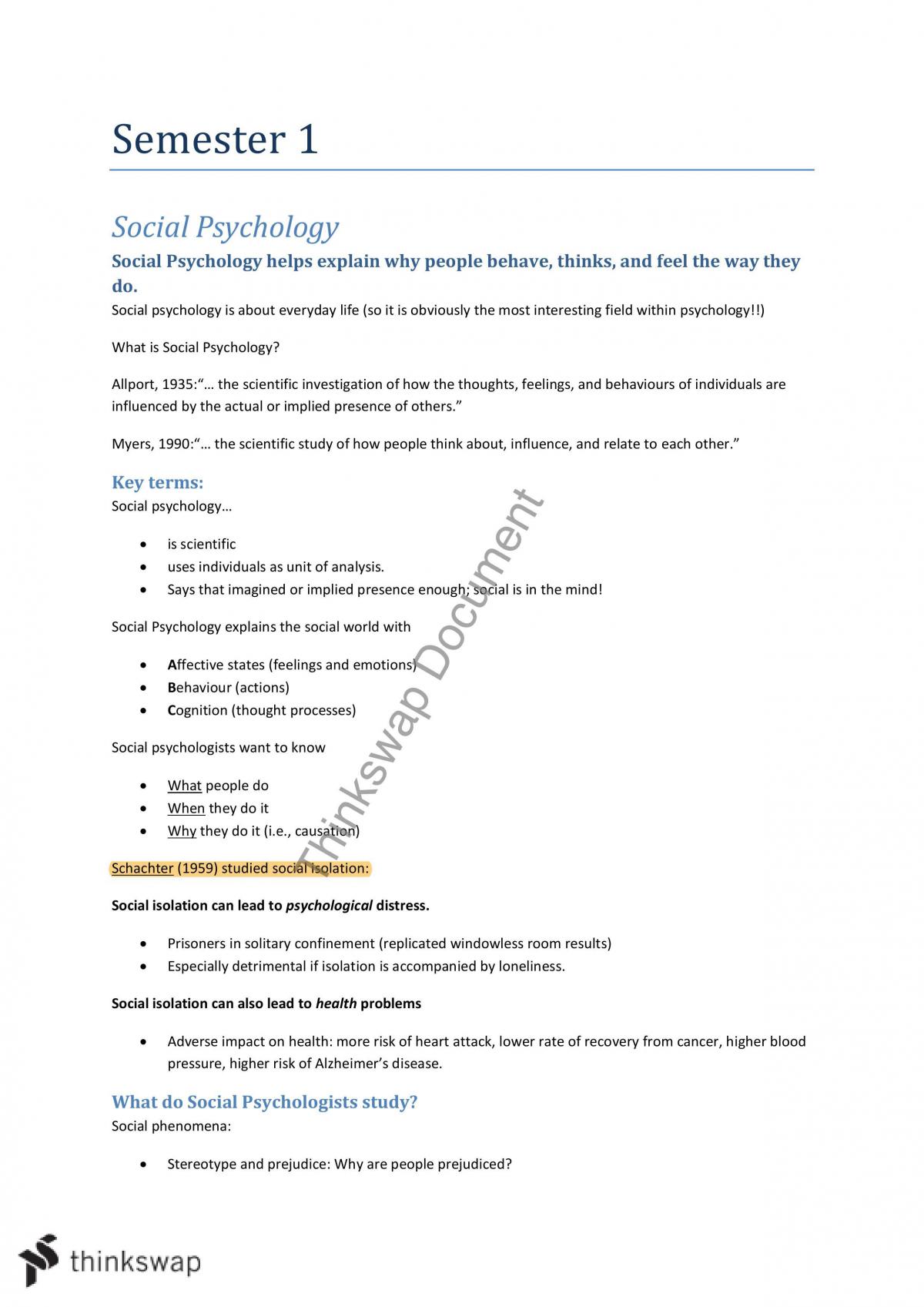 PSYC1001 Notes - Great Summary - Page 1