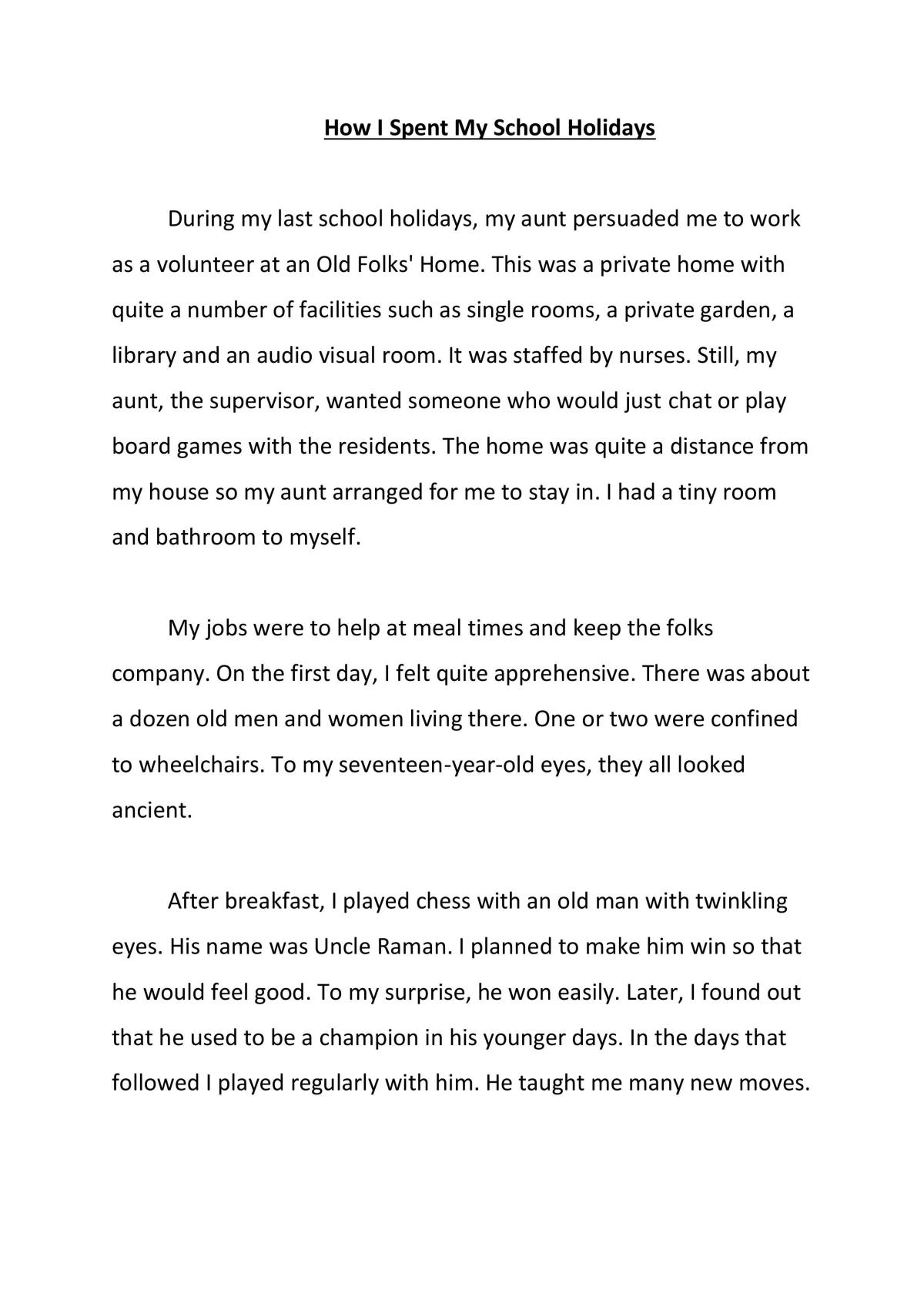 essay about my school holidays