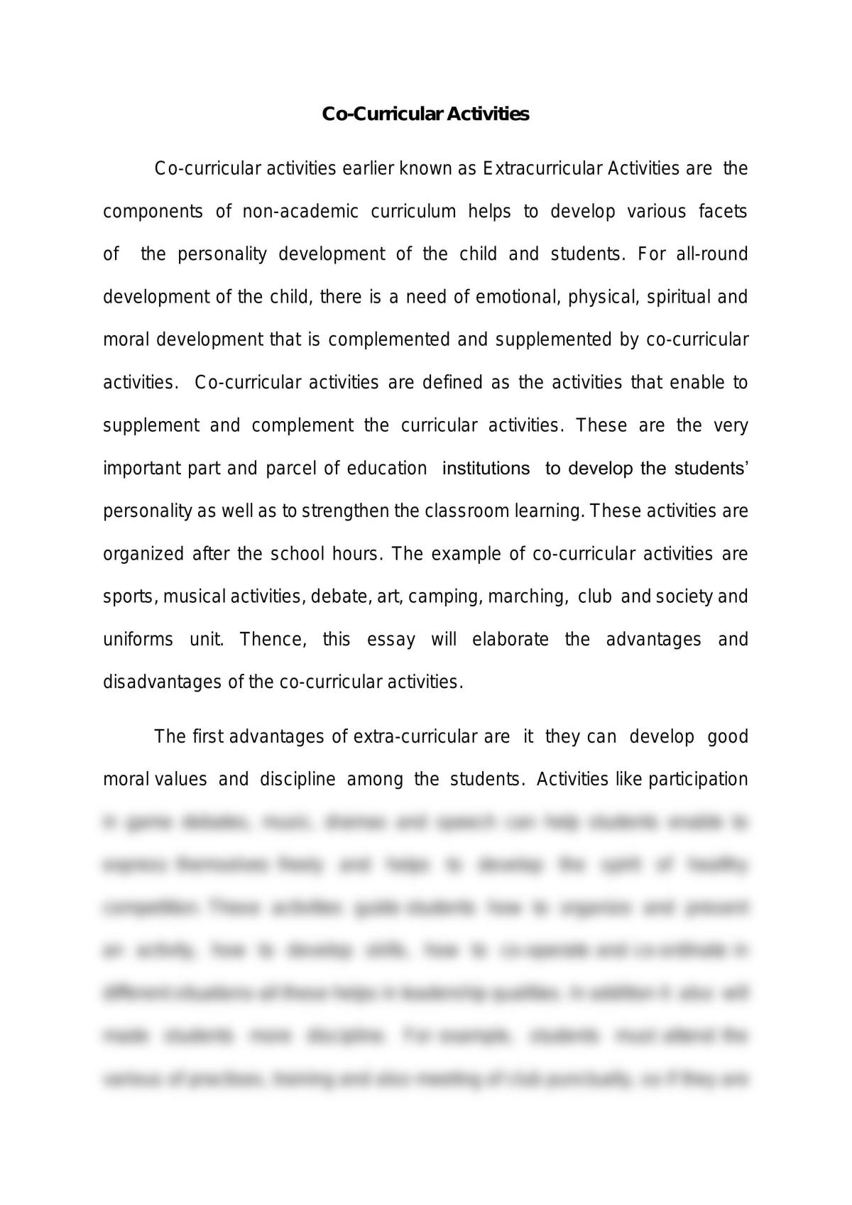co curricular activities essay in english