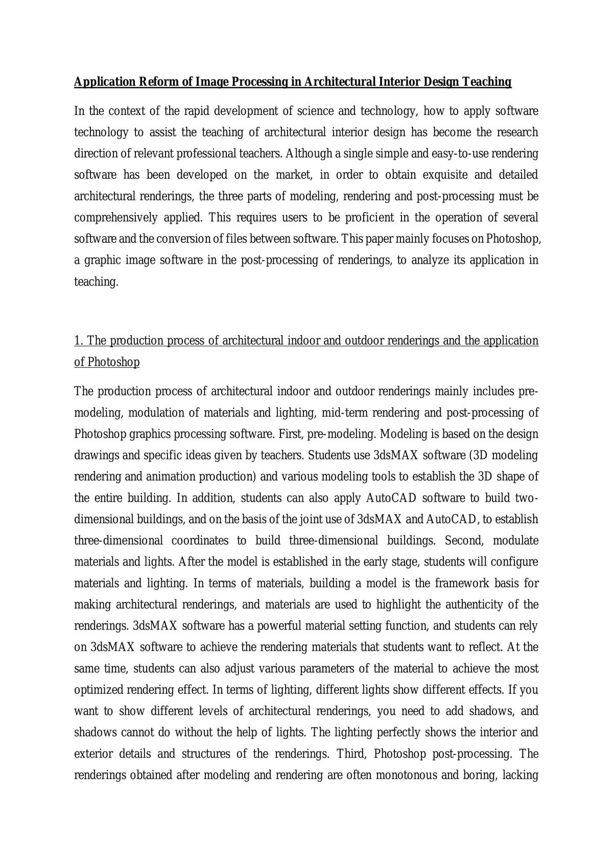 Application Reform of Image Processing in Architectural Interior Design Teaching - Page 1