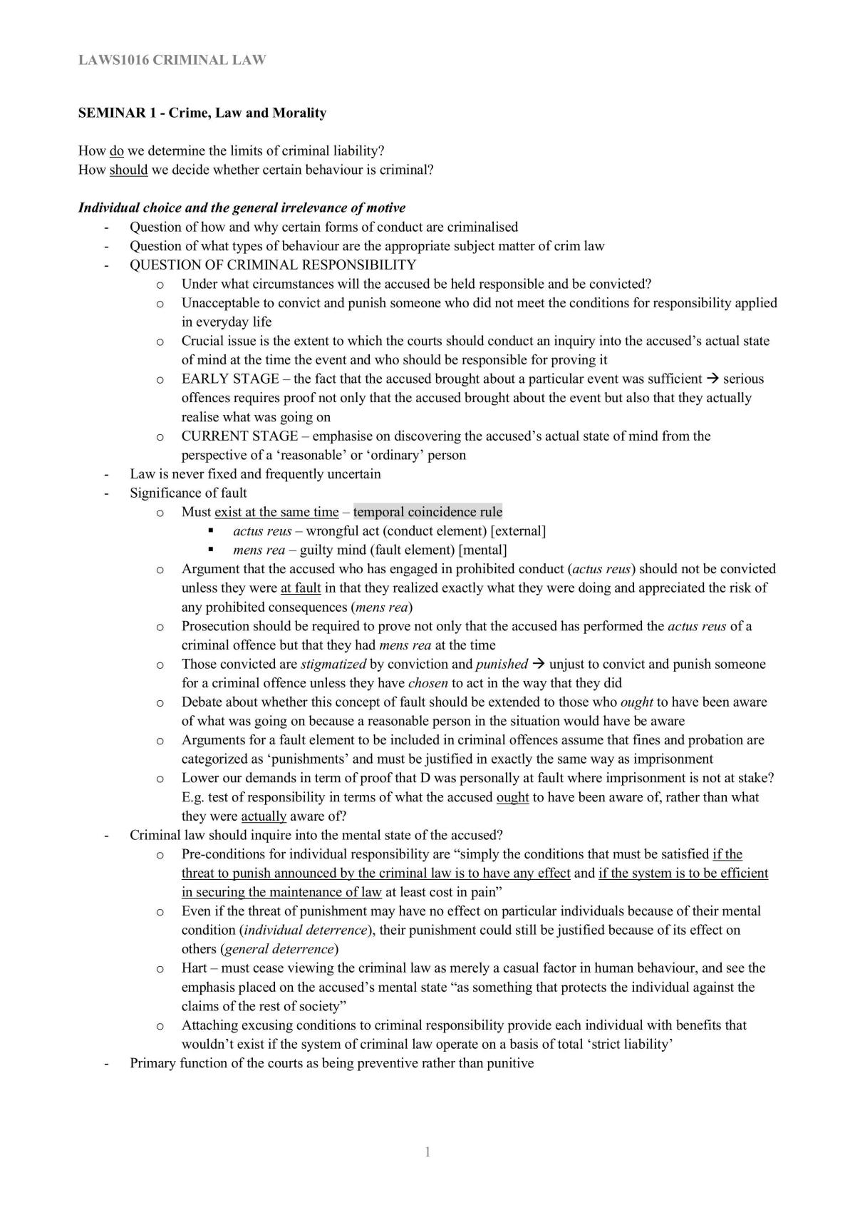 Full Notes for Criminal law - Page 1