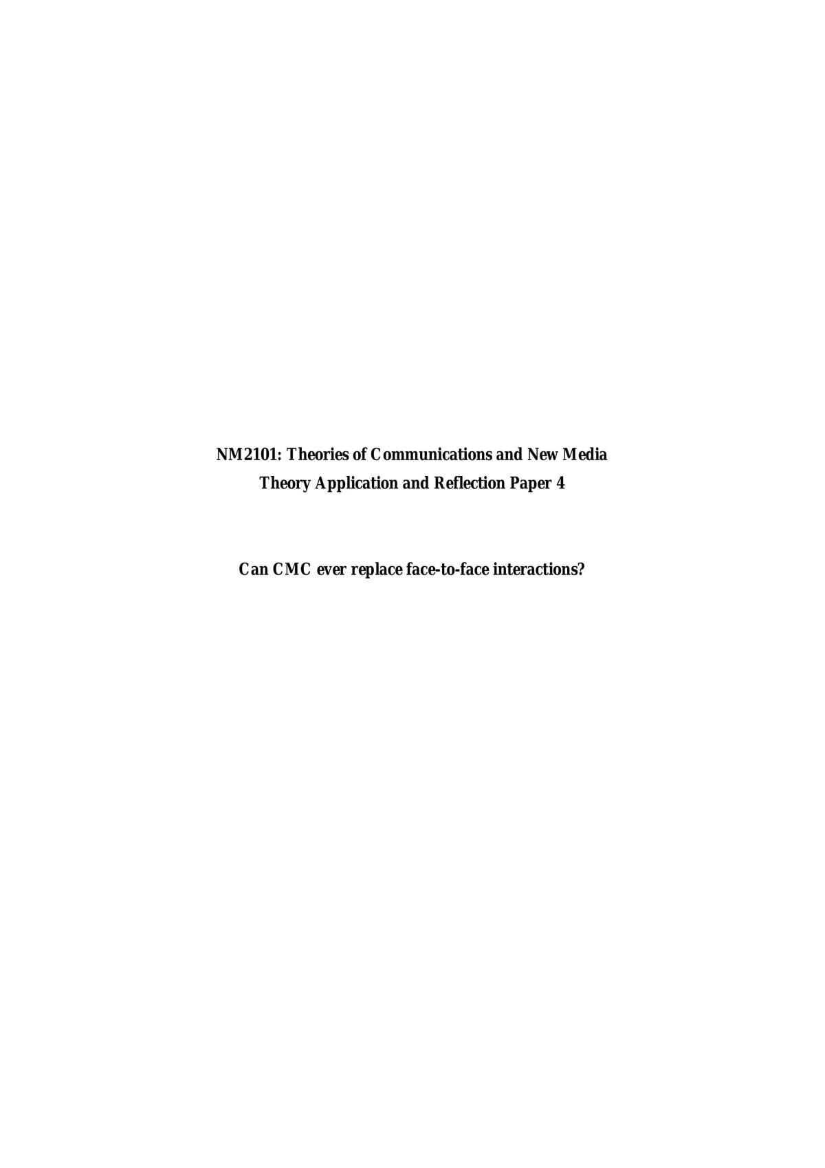 NM2101 Reflection Paper 4 - Page 1
