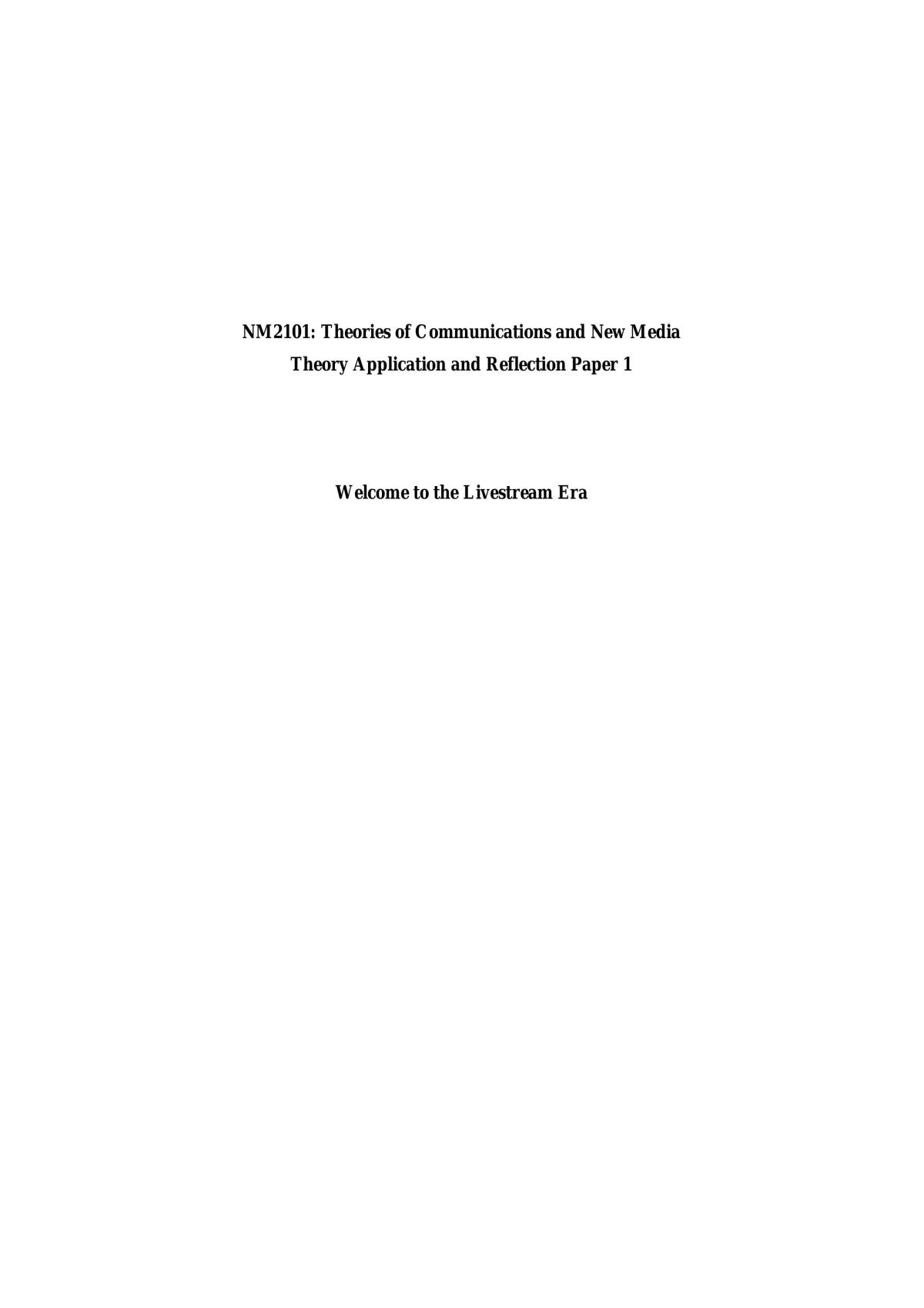 NM2101 Reflection paper 1 - Page 1