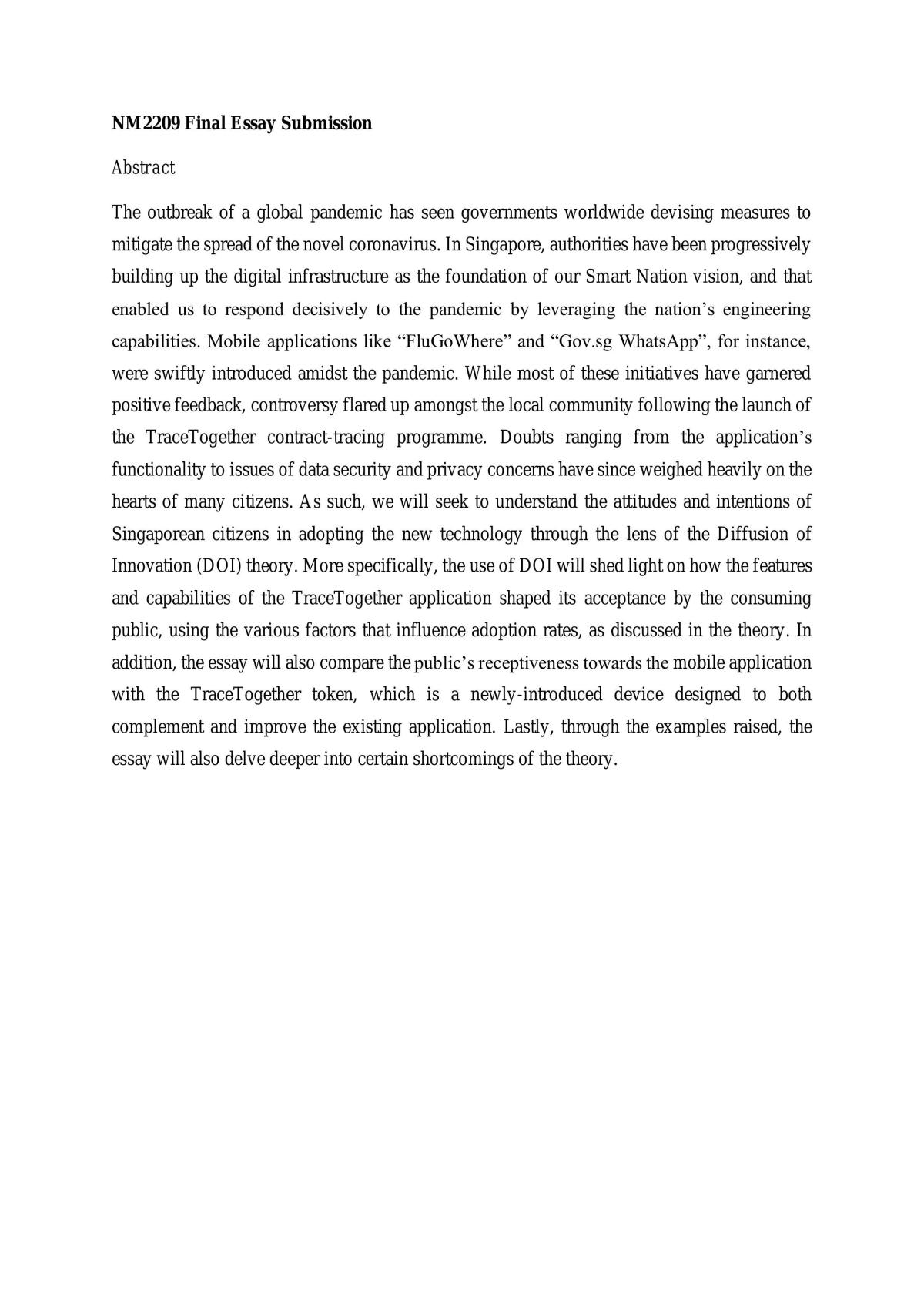 NM2101 Final essay - Page 1