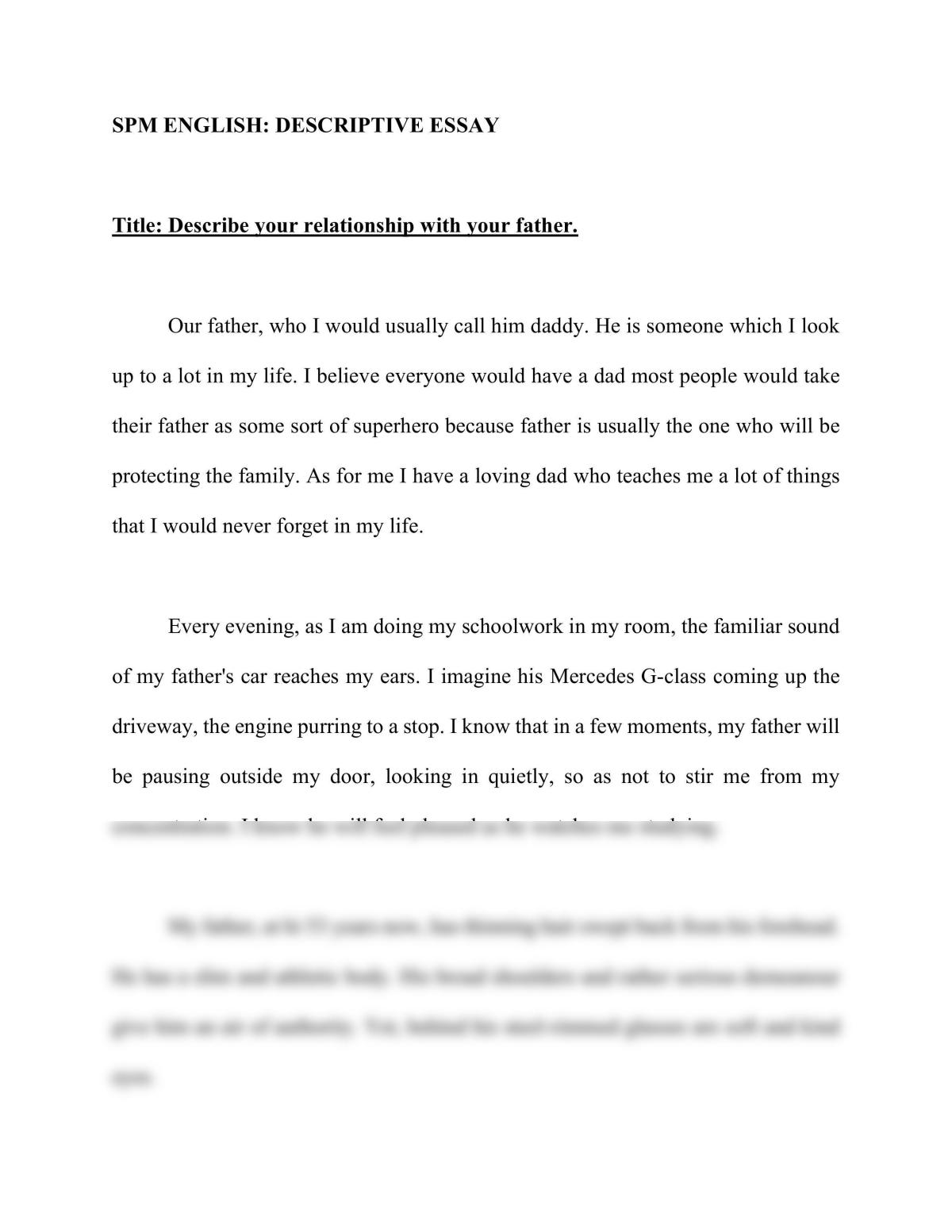 describe your relationship with your father essay