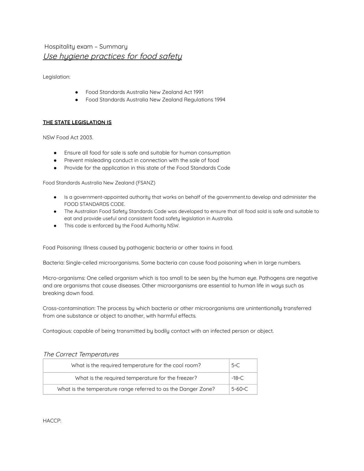 HSC Exam Study Notes  - Page 1