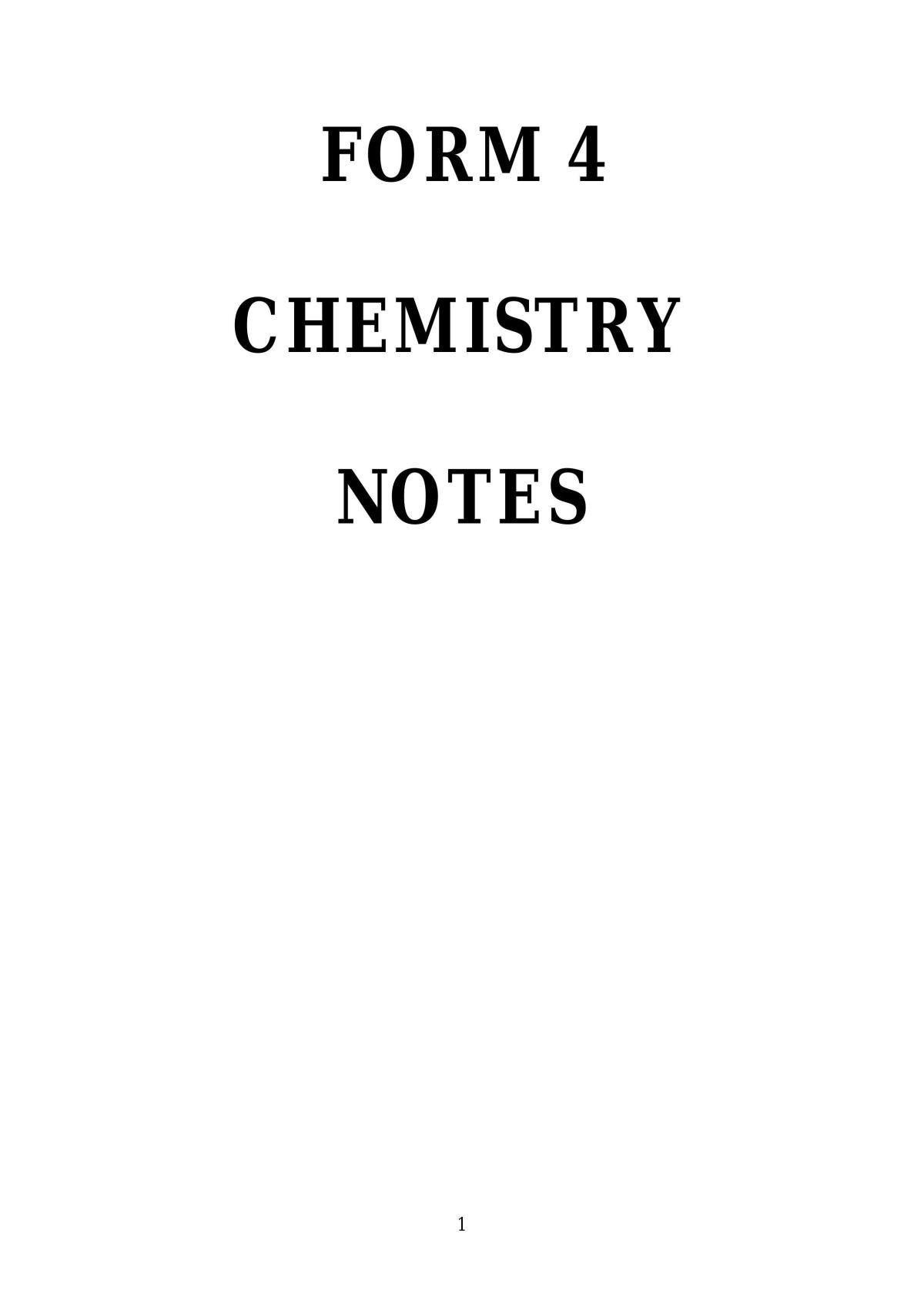Chemistry Form 4 SPM KSSM Notes  Chemistry  Form 4 SPM  Thinkswap