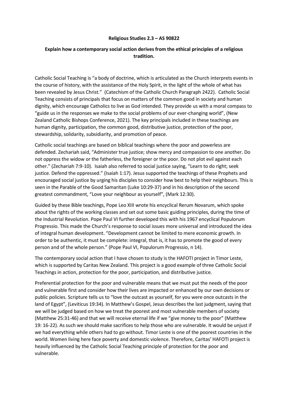 Catholic Social Teachings - AS90822 - Page 1