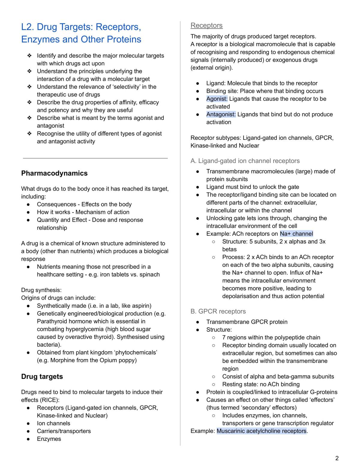 L1-18: PHRM20001 - Pharmacology - Page 2