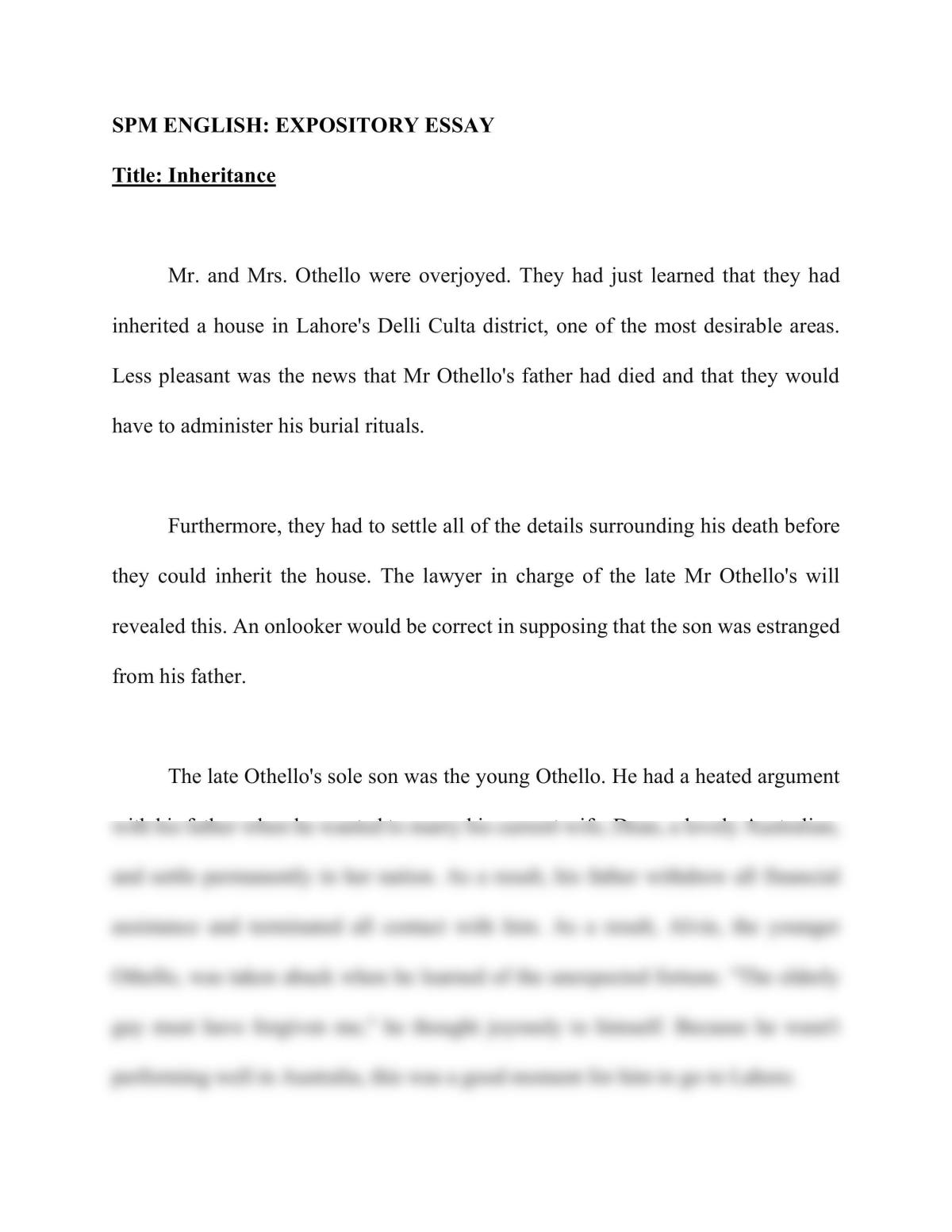 Expository Essay: Inheritance - Page 1