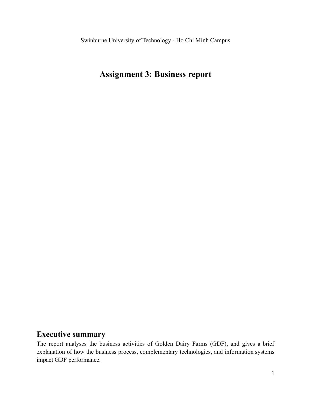 Business Scenario Report - Page 1