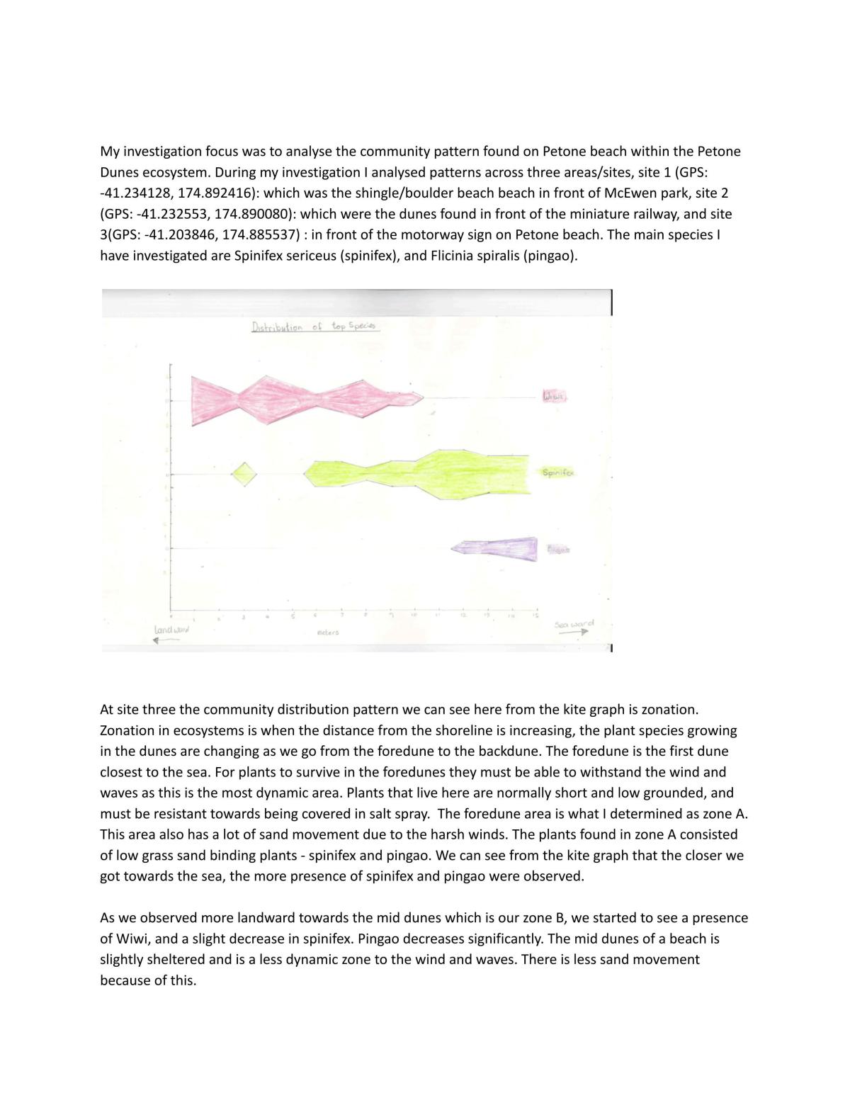 Biology 2.6 Beach Ecological Pattern Report - Page 1