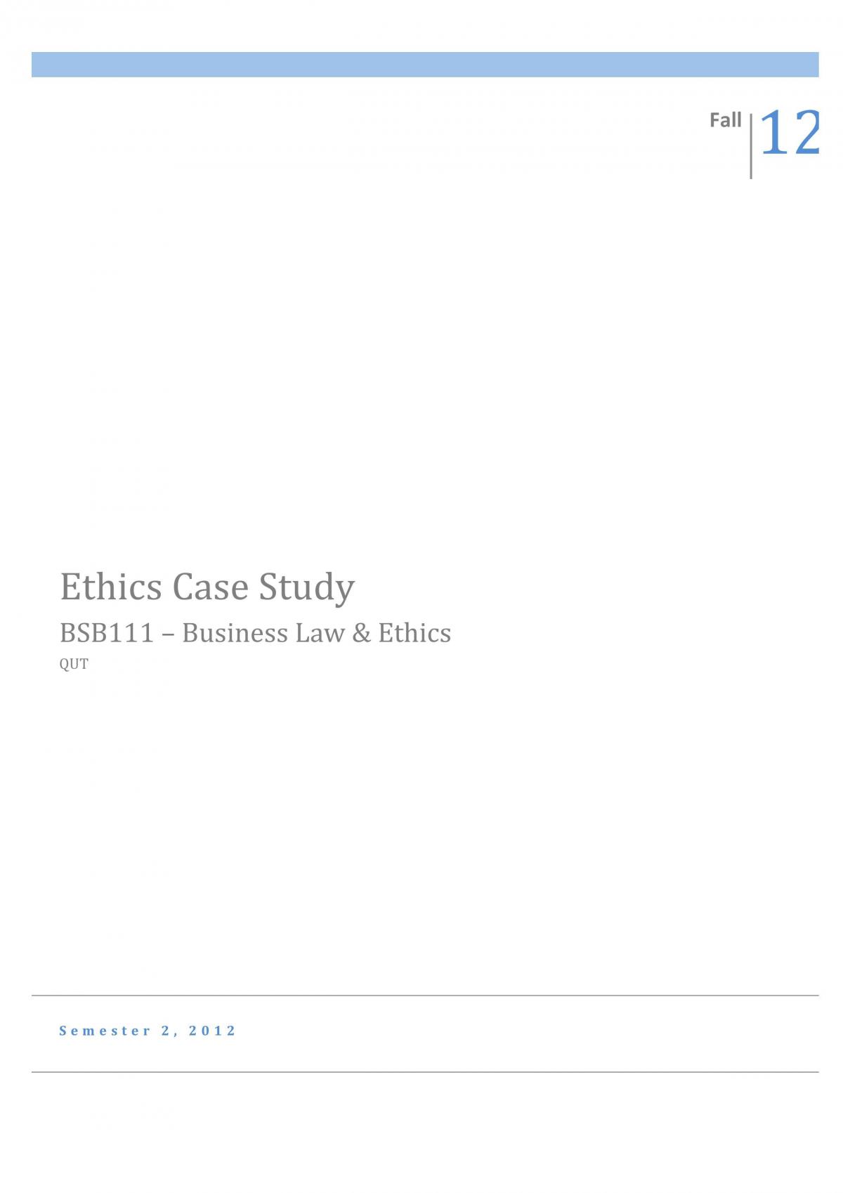 BSB111 Ethics Case Study - Page 1