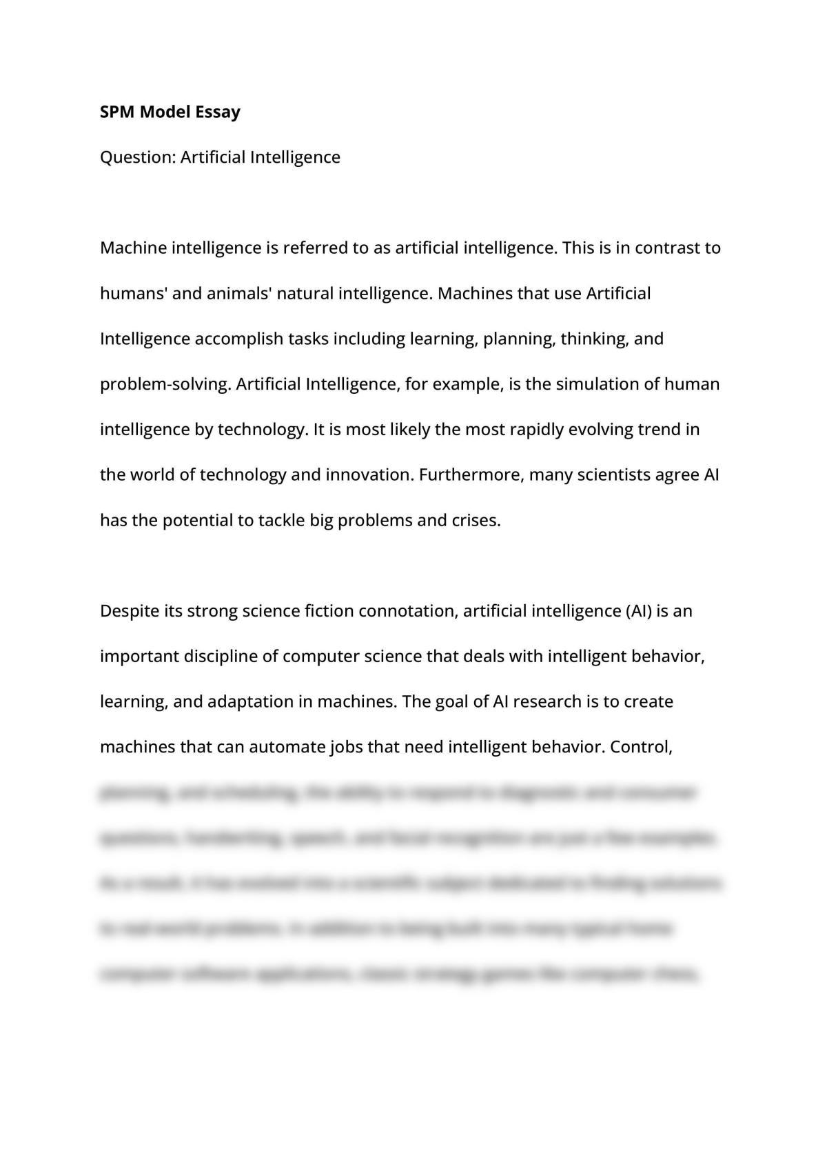 Essay Discussing Artificial Intelligence - Page 1