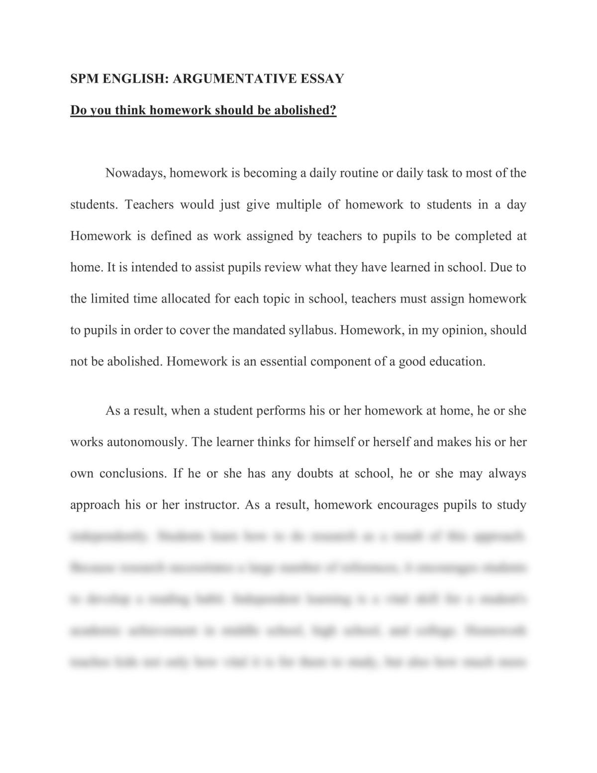 should homework be abolished research paper