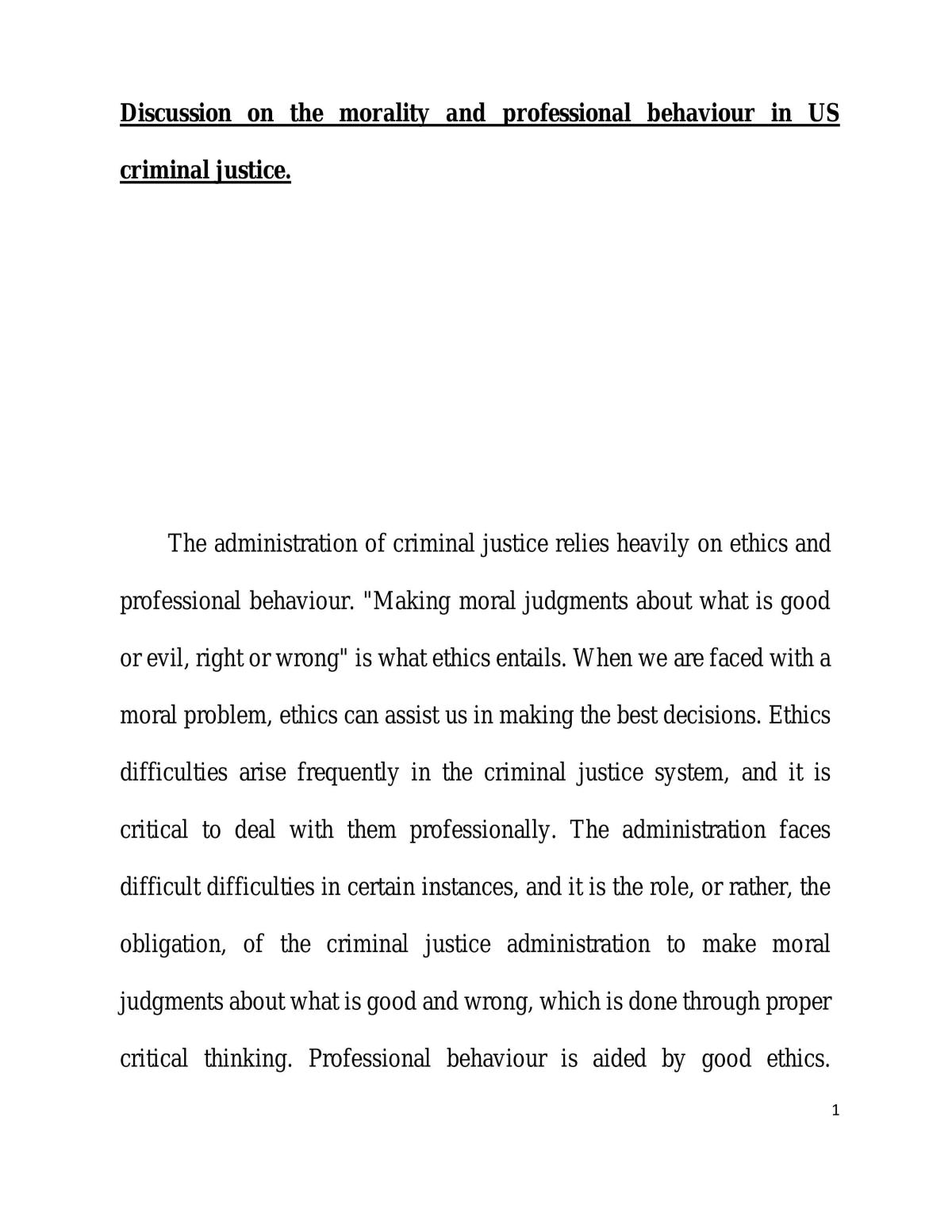 Morality and professional behaviour  - Page 1