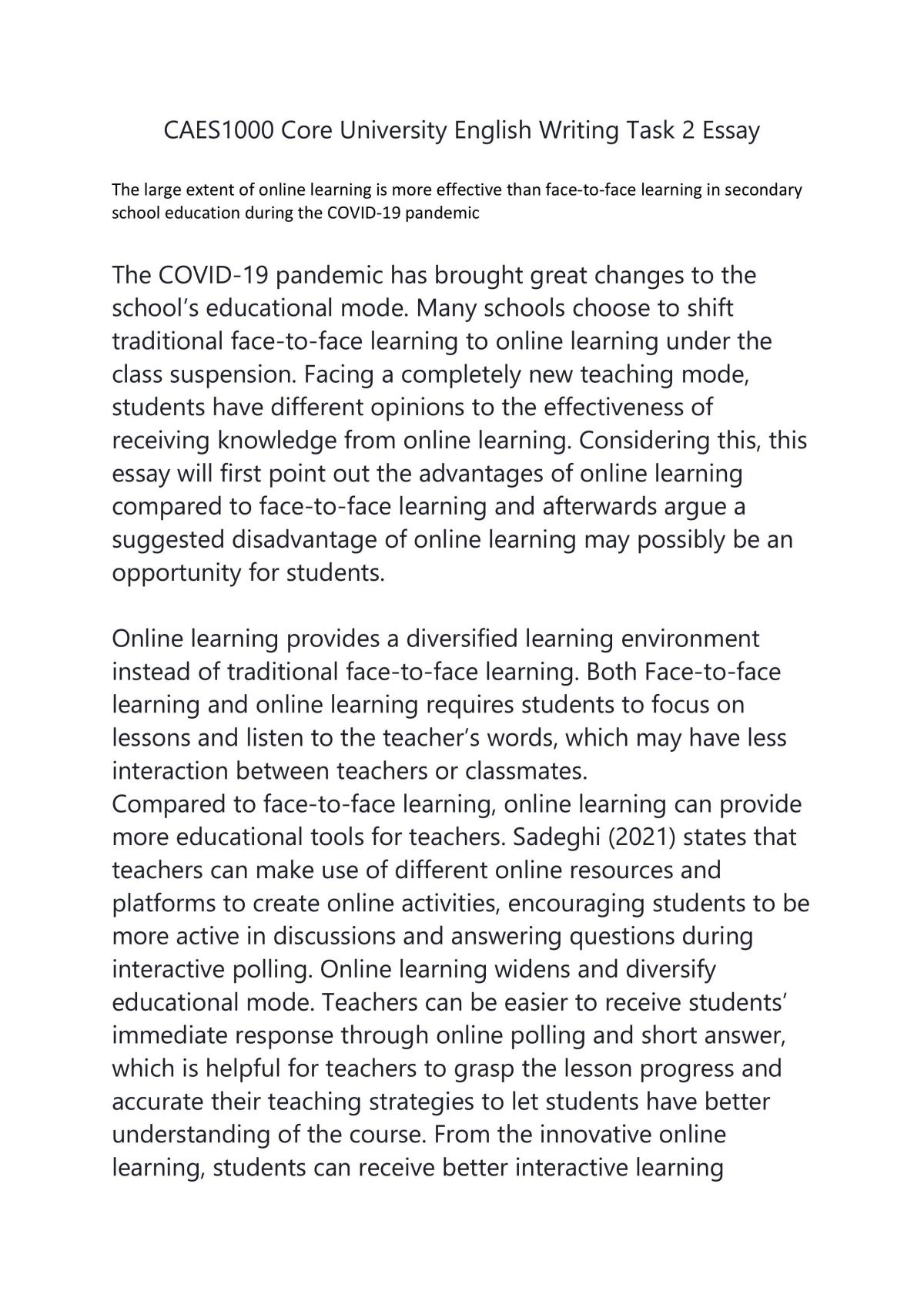 The large extent of online learning is more effective than face-to-face learning in secondary school education during the COVID-19 pandemic  - Page 1