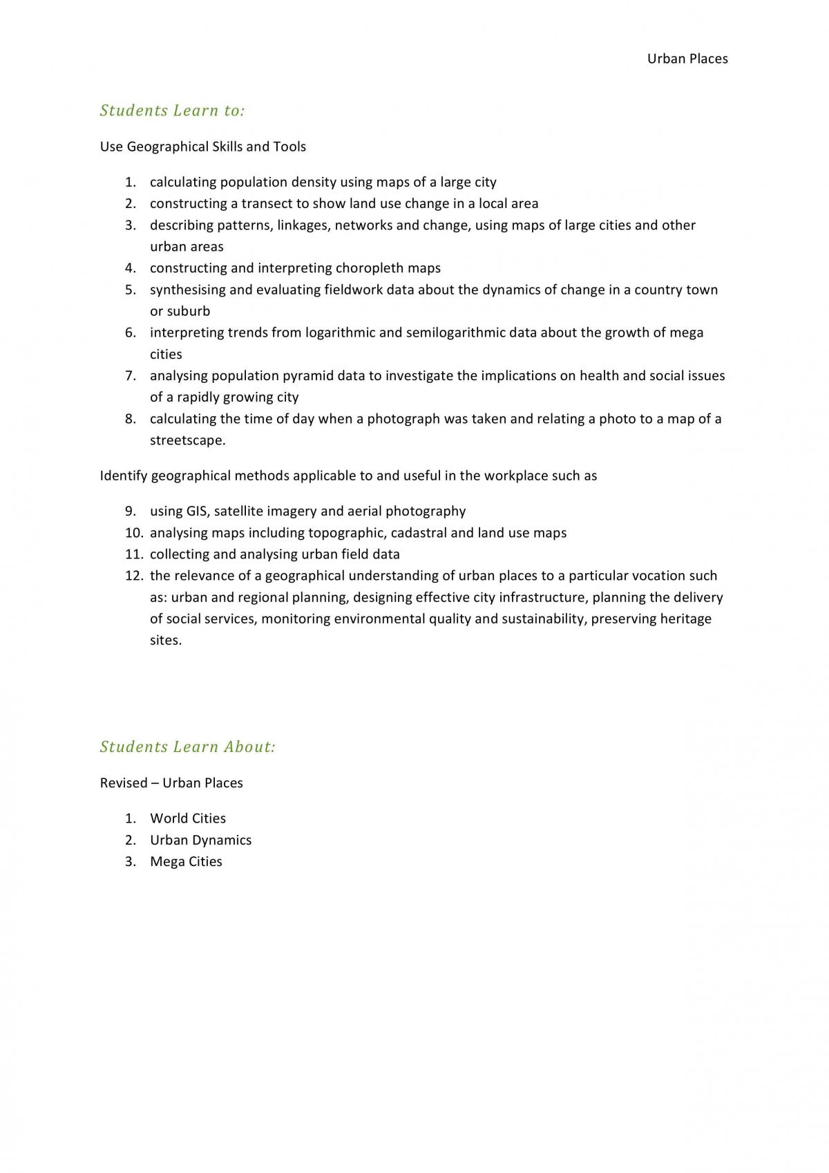 Comprehensive Detailed set of Urban Places Notes - Page 1