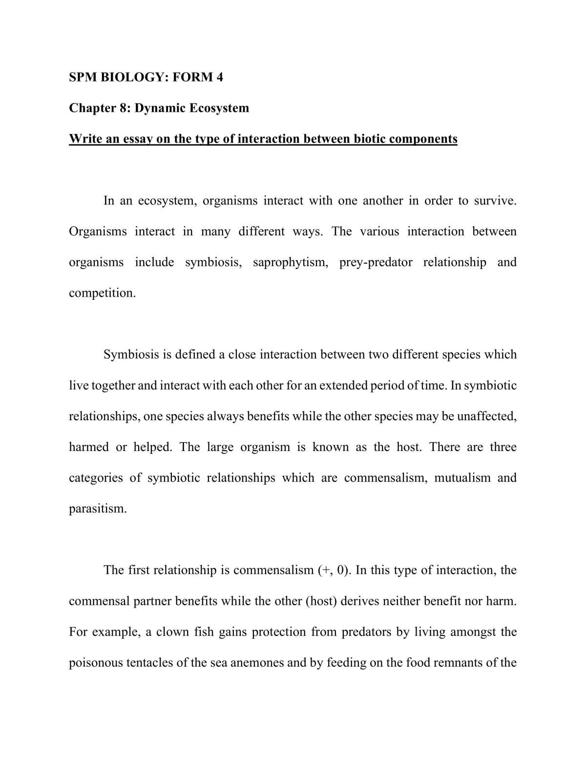  The type of interaction between biotic components - Page 1