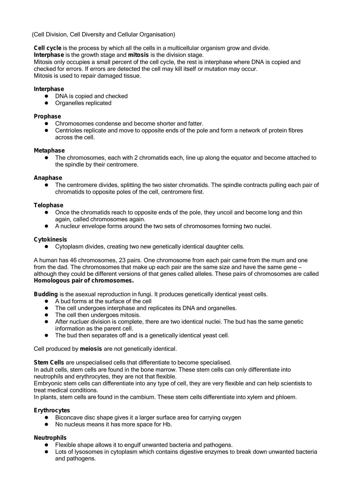 Detailed notes for Biology OCR AS Level - Page 1