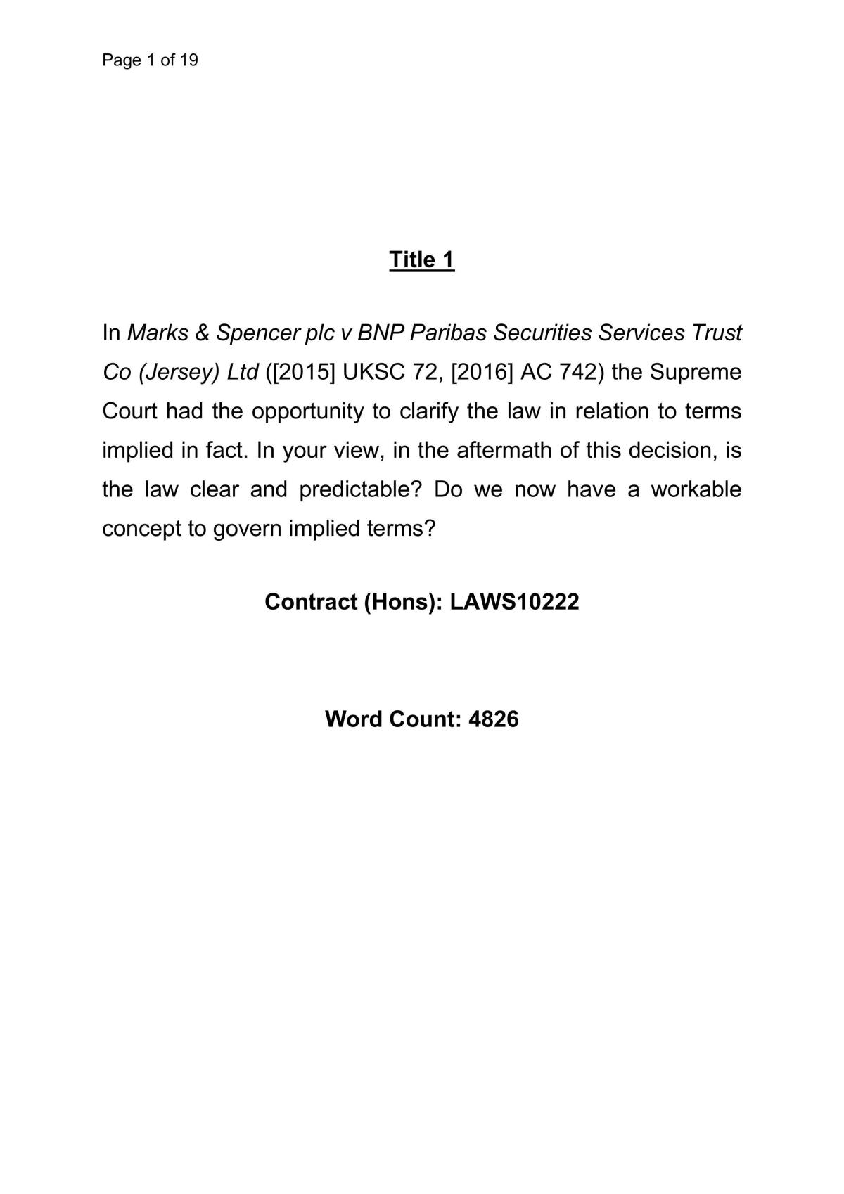 Contract Hons Essay - Page 1