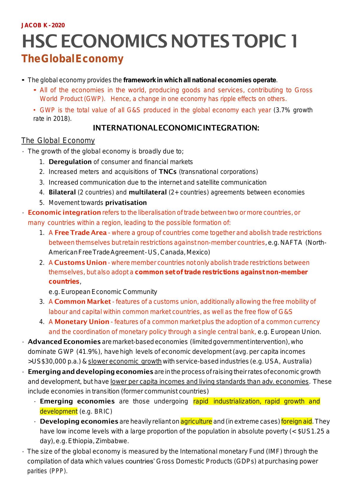 economics hsc essay questions
