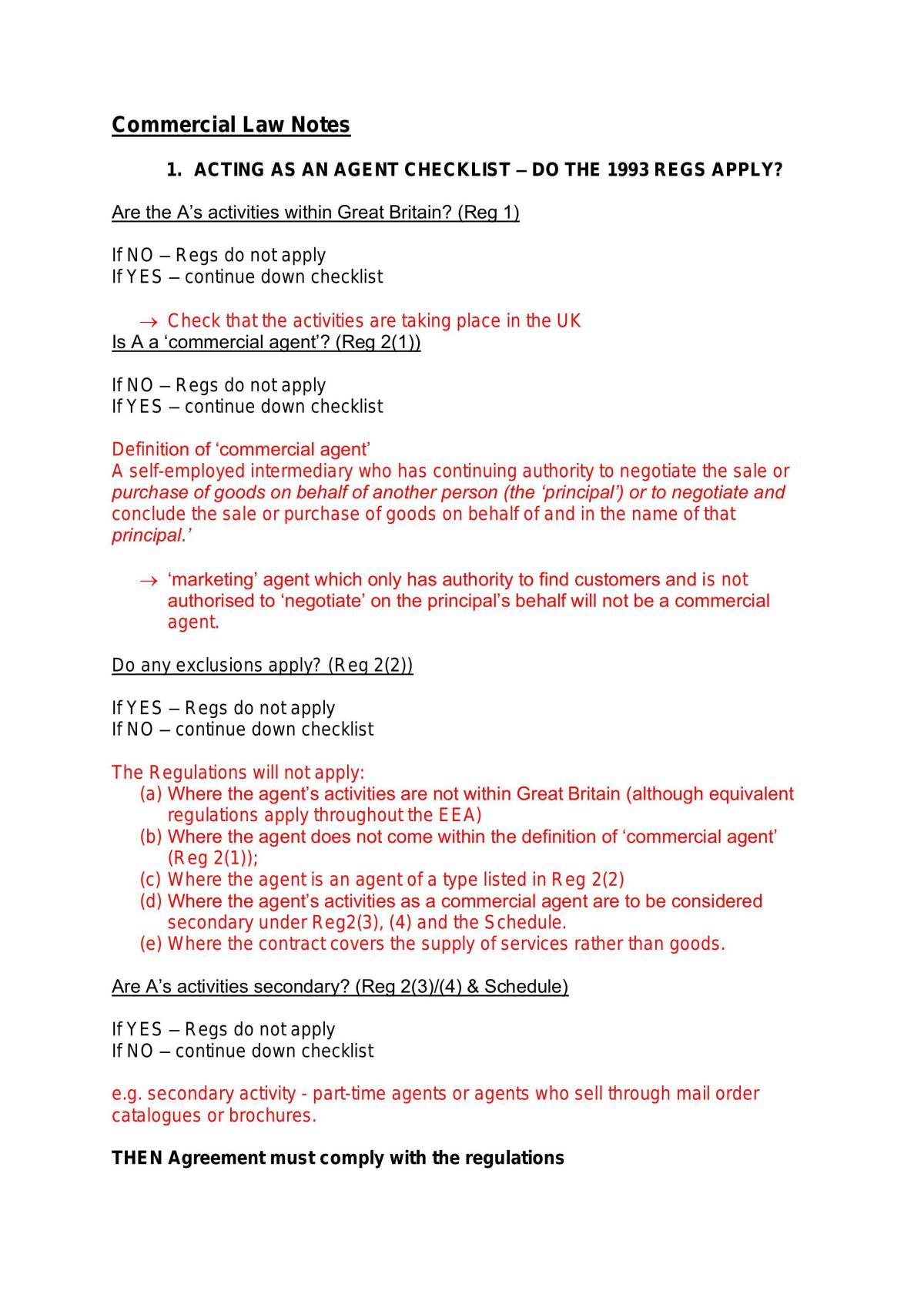 Commercial Law Notes - Page 1