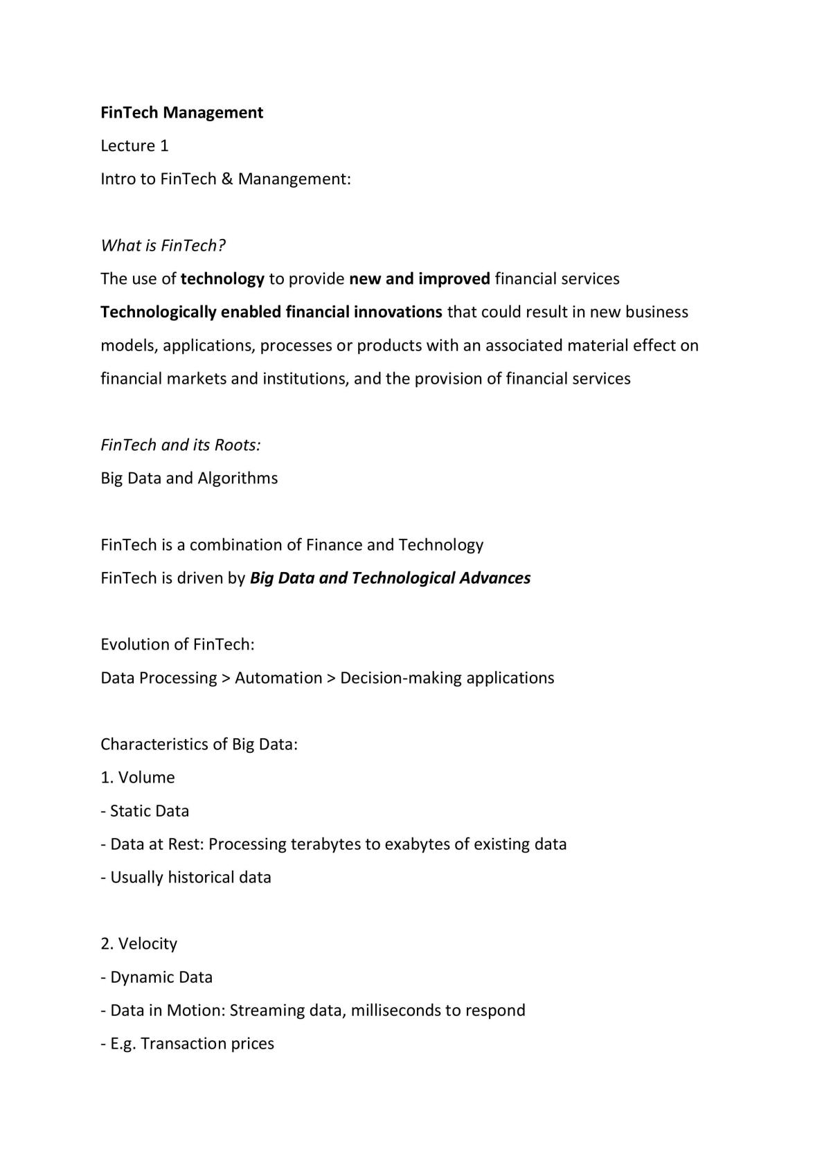 FinTech Management Notes - Page 1