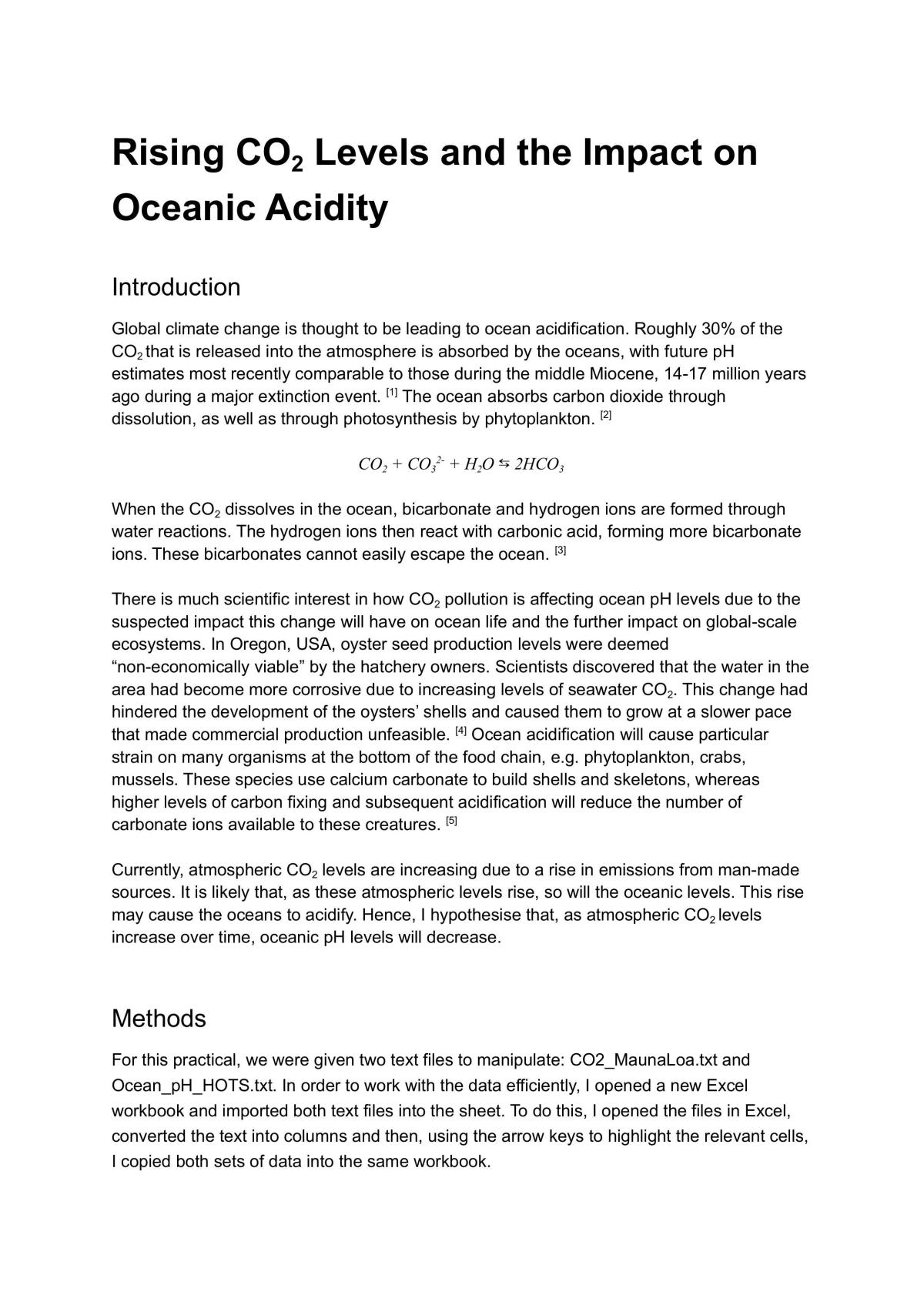 Rising CO2 levels and the Impact on Oceanic Acidity - Page 1