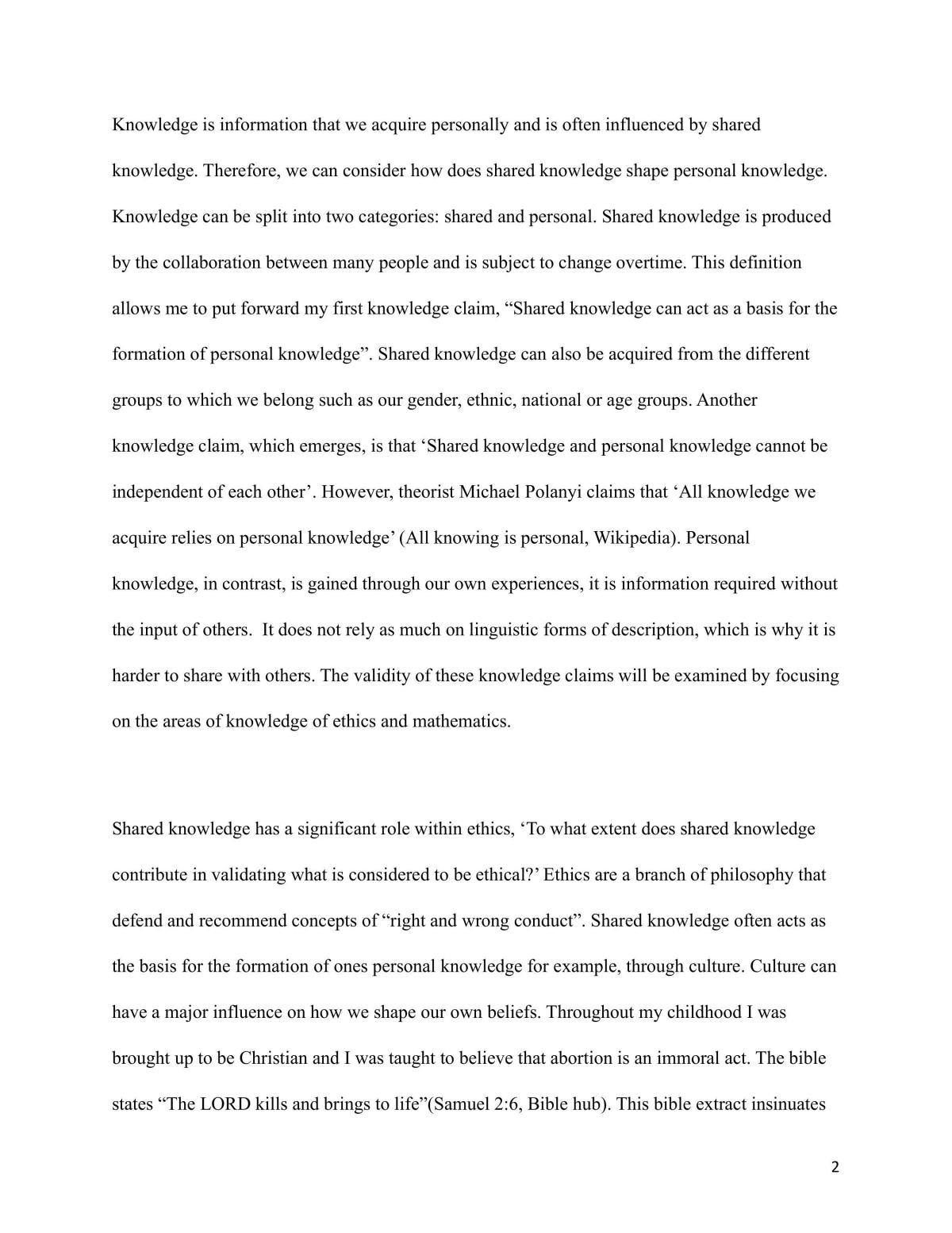 Theory of Knowledge Essay - Page 2