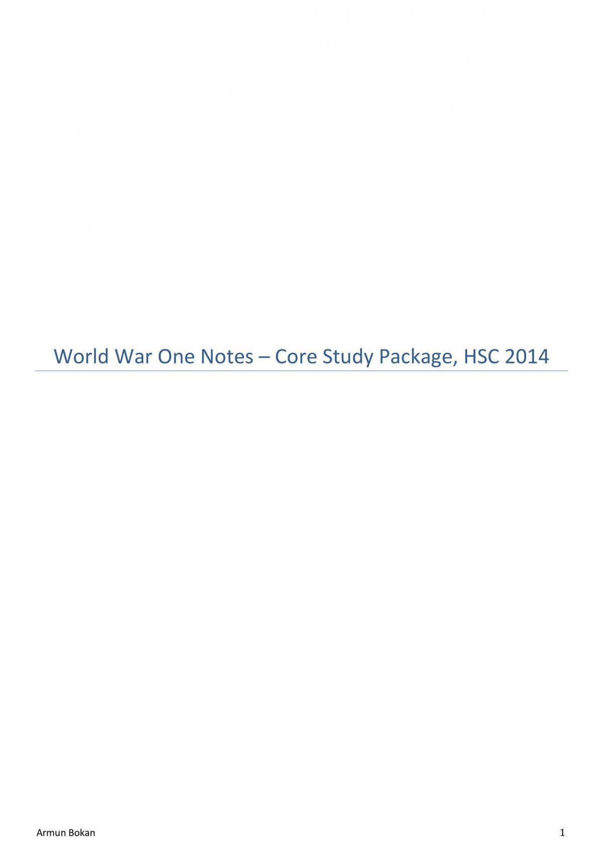 World War One - Page 1