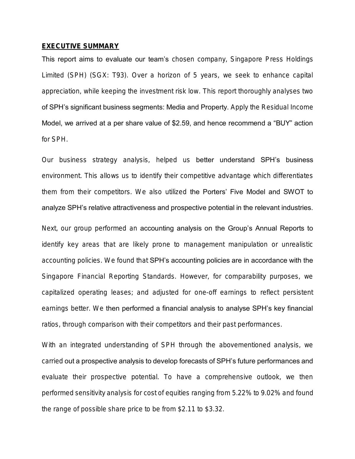 AC3103 SPH report - Page 1