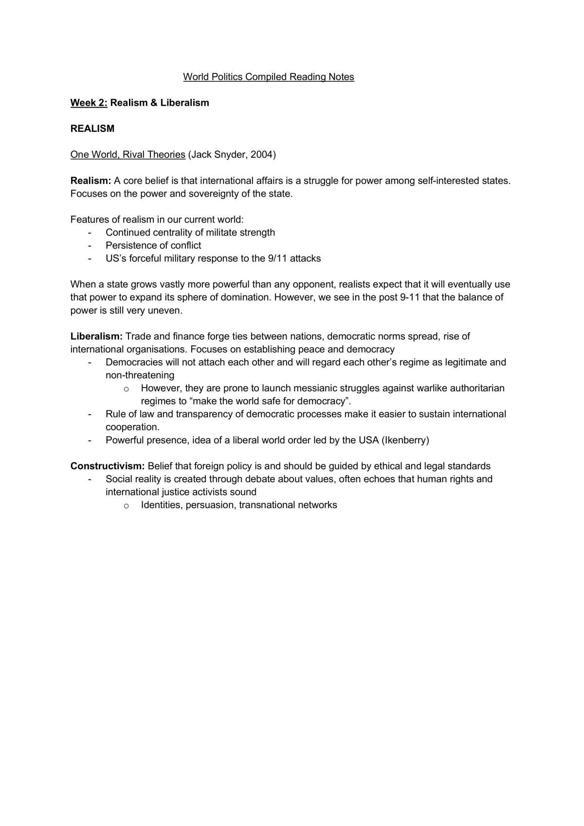 World Politics Notes - Page 1