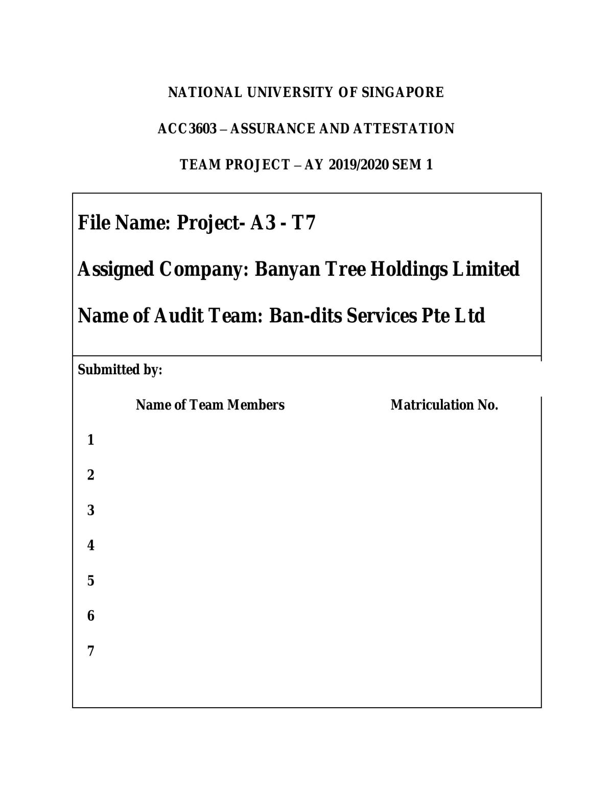 ACC3701 - Group Project Report - Page 1