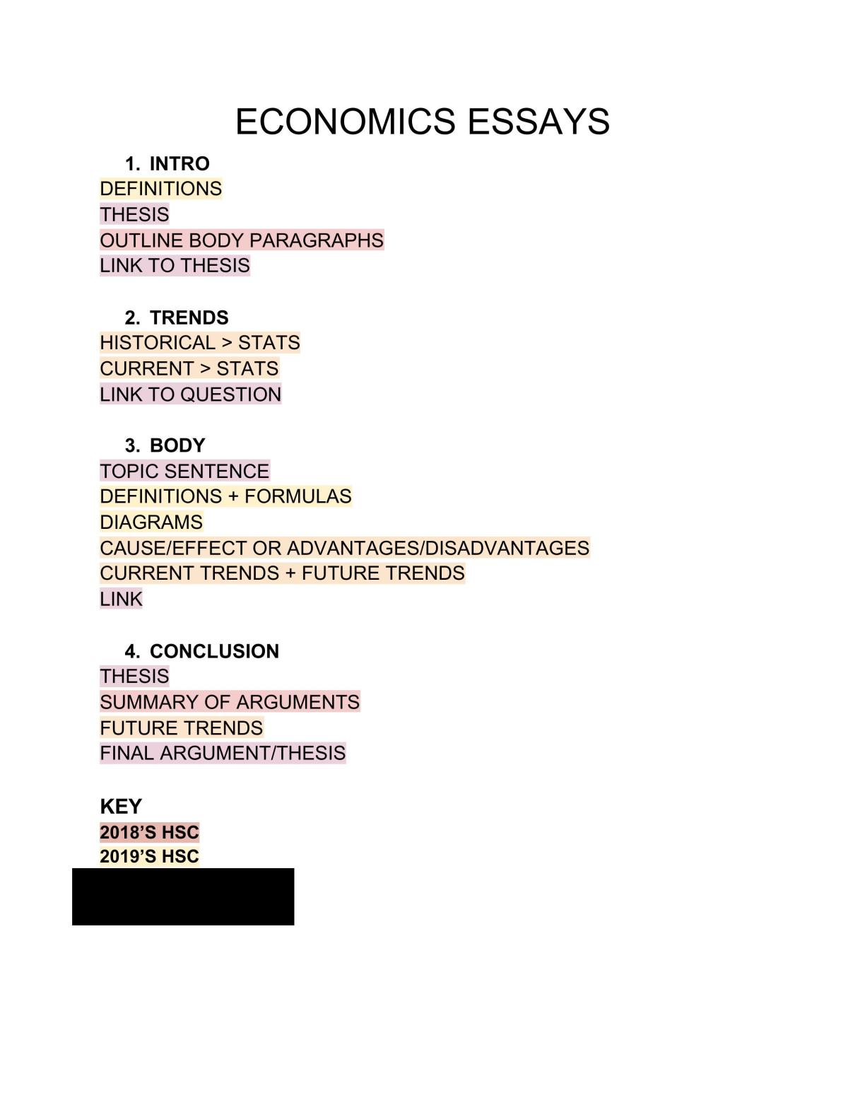 economics essay plans hsc