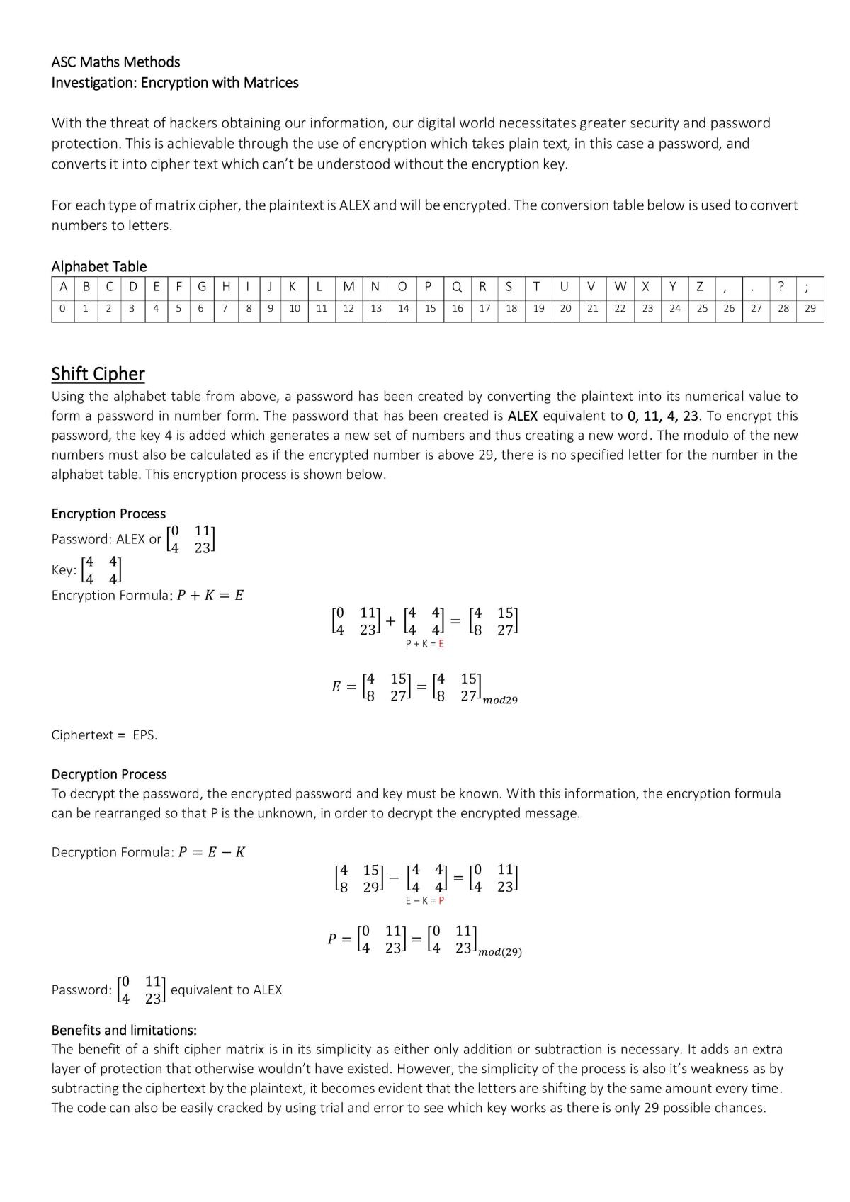 Encryptyion with Matricies  - Page 1