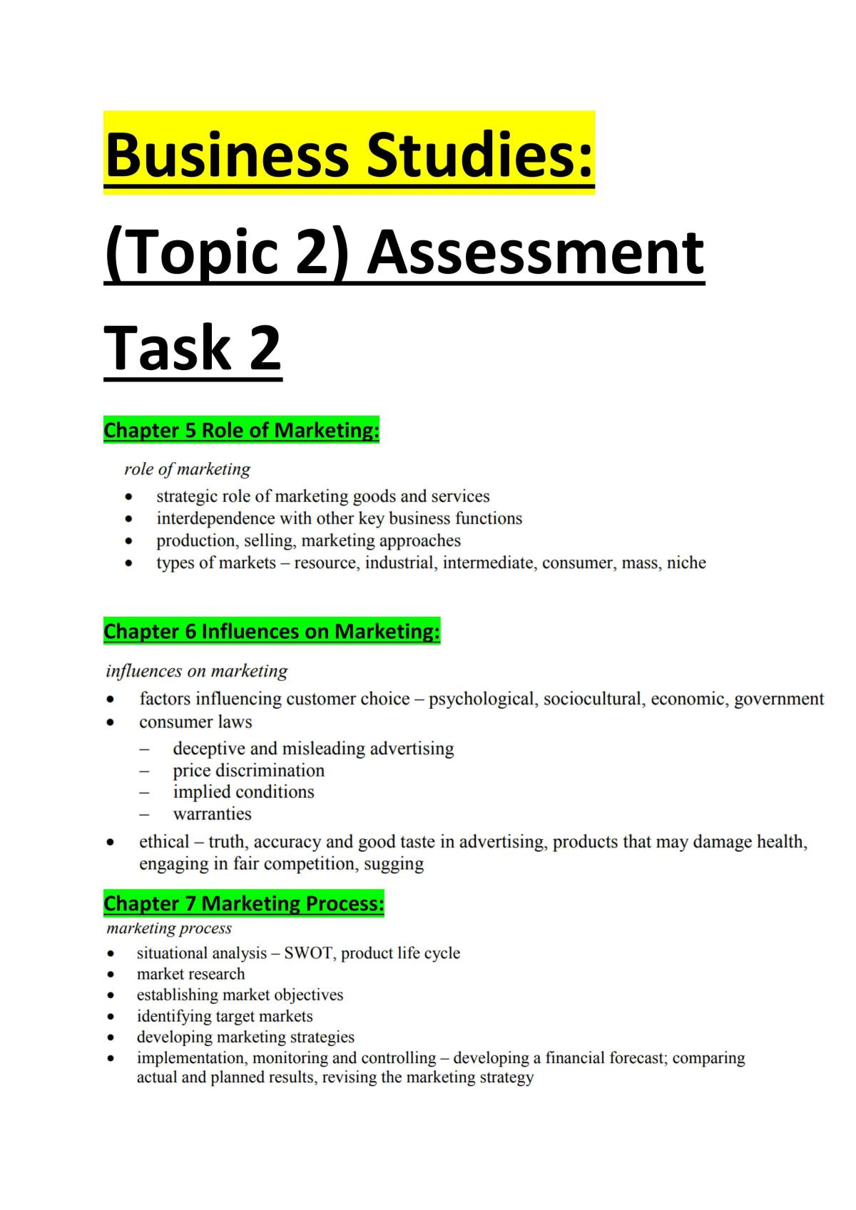 Complete Topic 2 - Marketing Notes - Page 1
