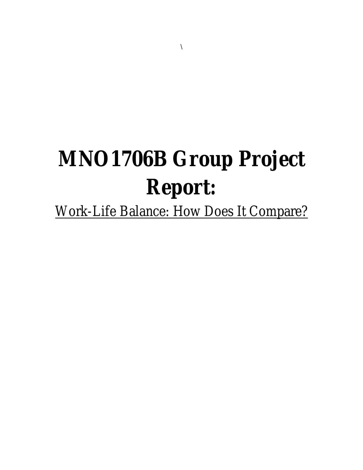 MNO1706 - Project Written Report Work Life Balance - Page 1