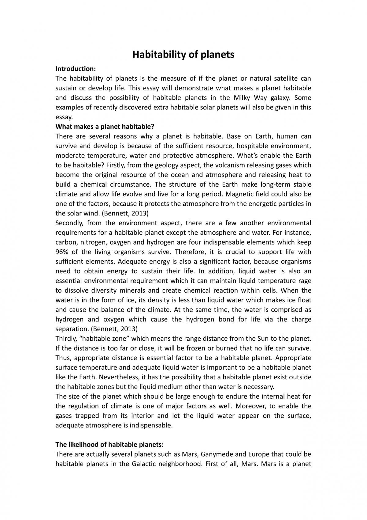 Habitability of Planets Assignment - Page 1