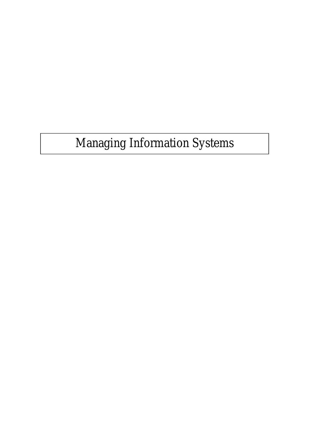Managing information systems | AACS3763 - Managing Information Systems ...