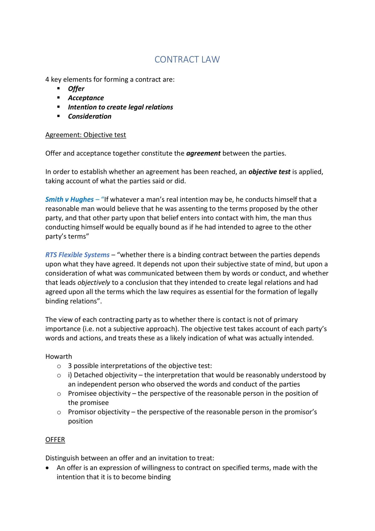 Contract Law Lecture Notes - Page 1