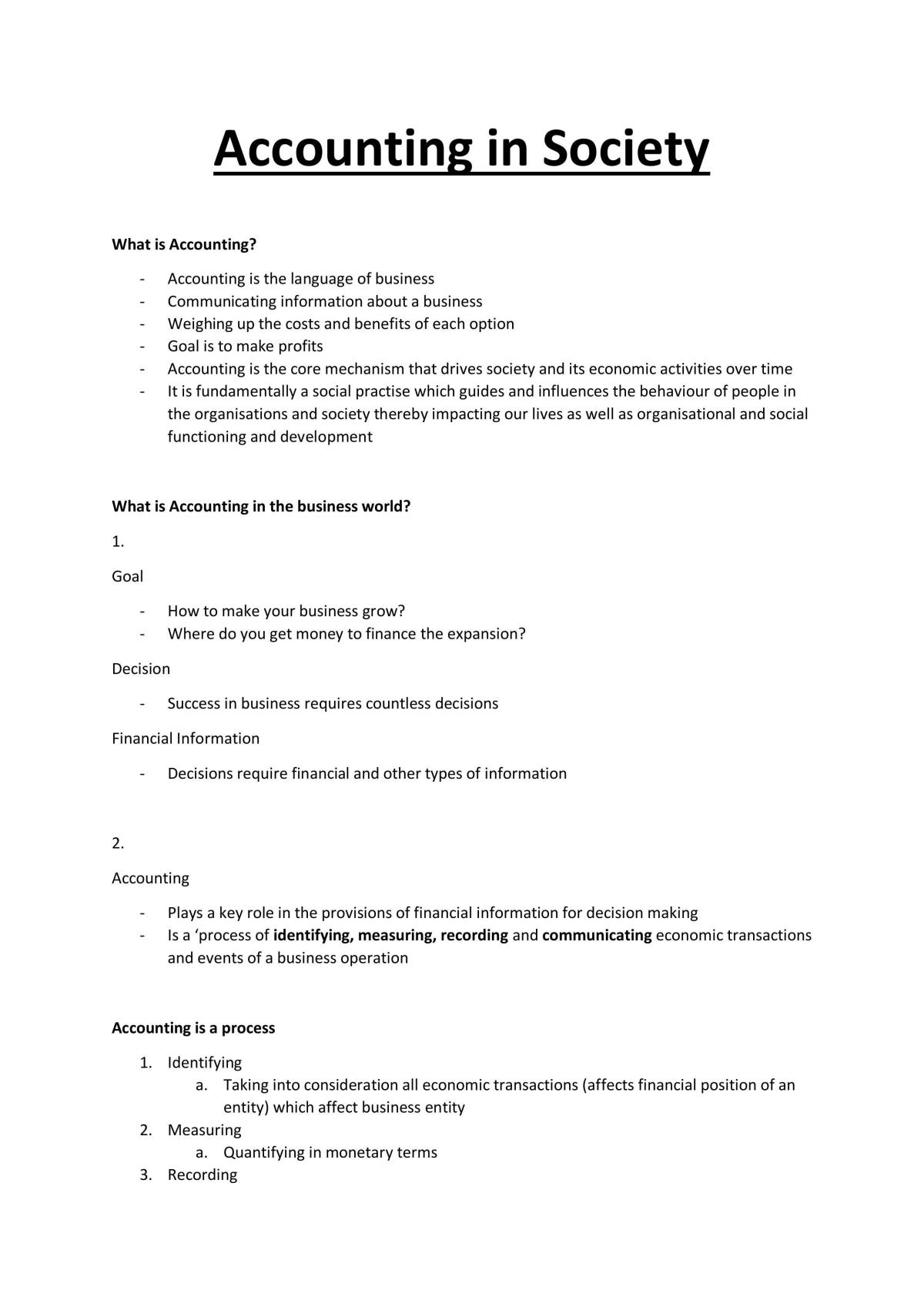Accounting in Society Notes - Page 1