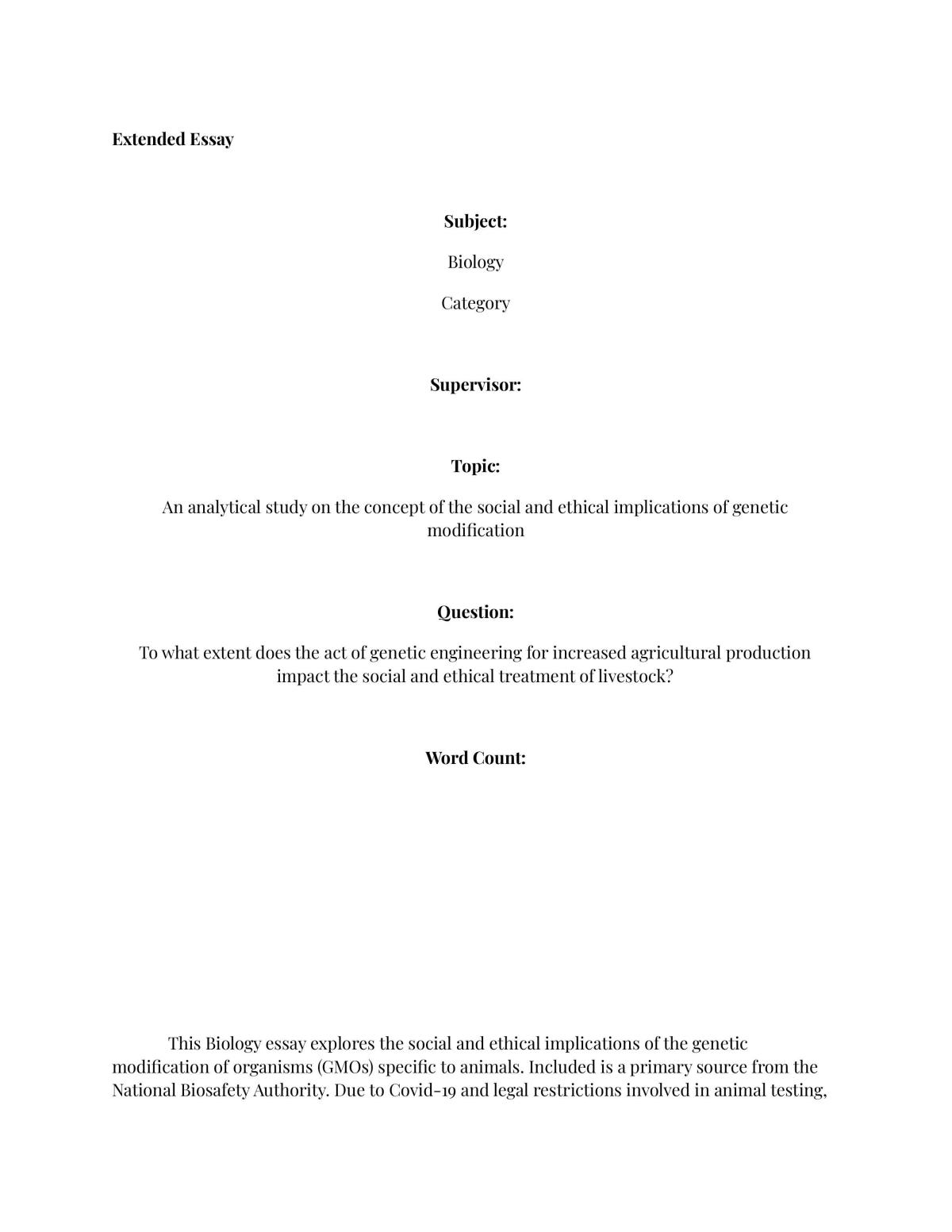 Extended Essay - Page 1