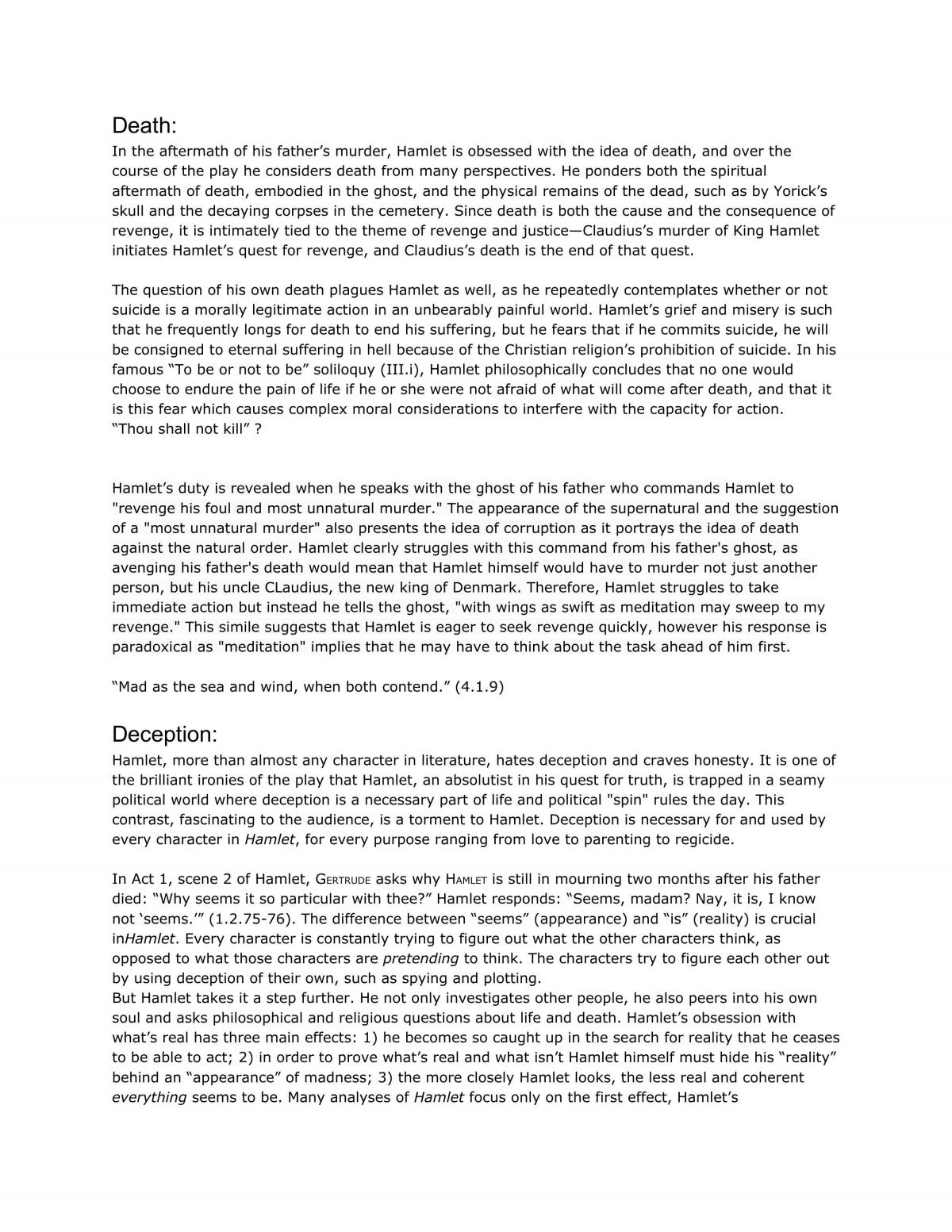 Hamlet Notes - Page 1